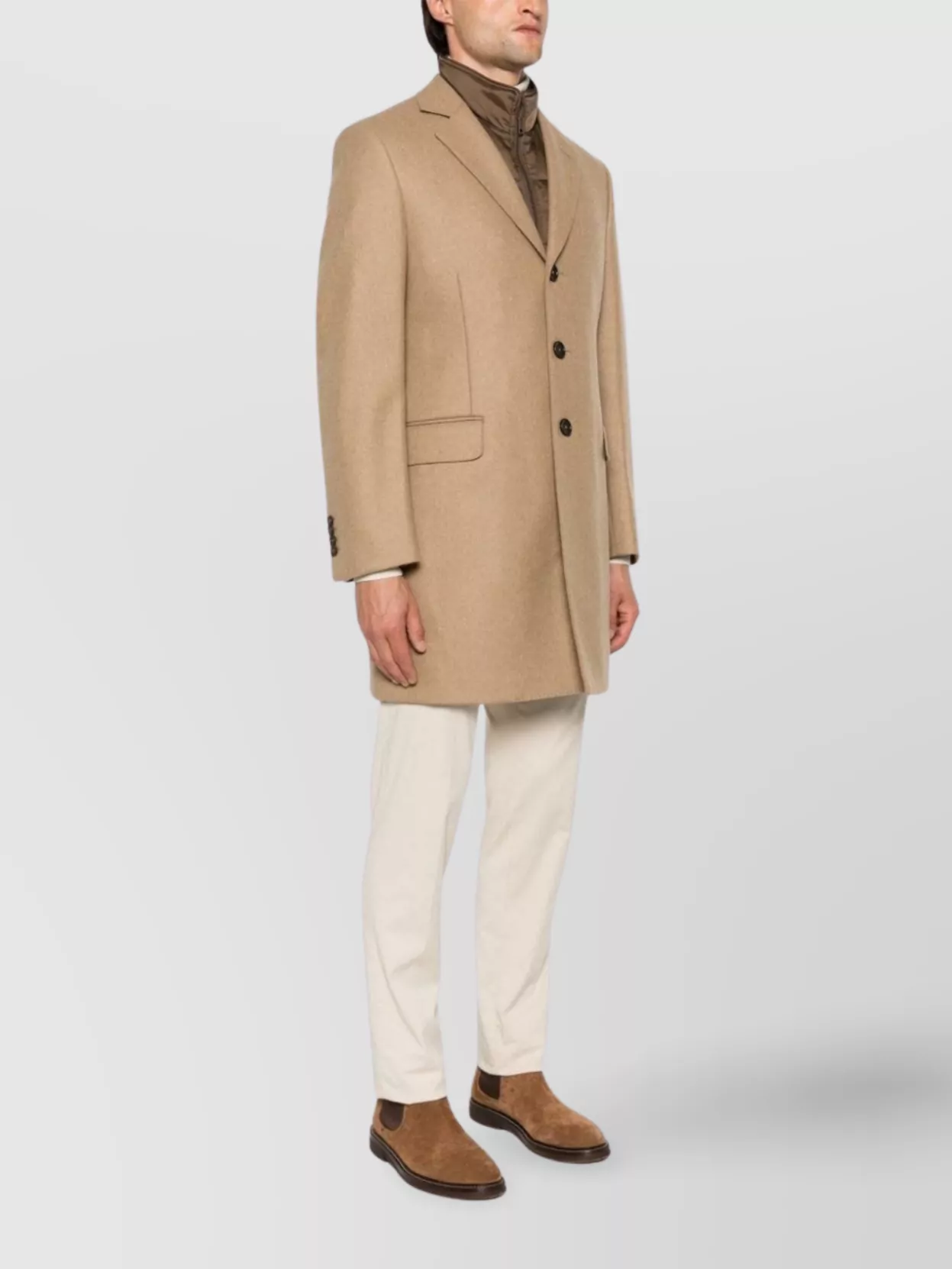 Fay Darted Silhouette Tailored Wool Coat In Neutrals