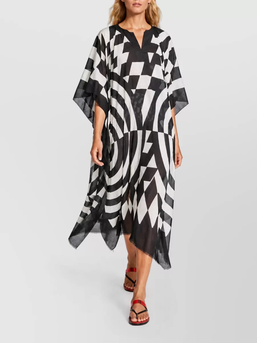 Dries Van Noten Printed Beach Caftan Loose Fit V Neck