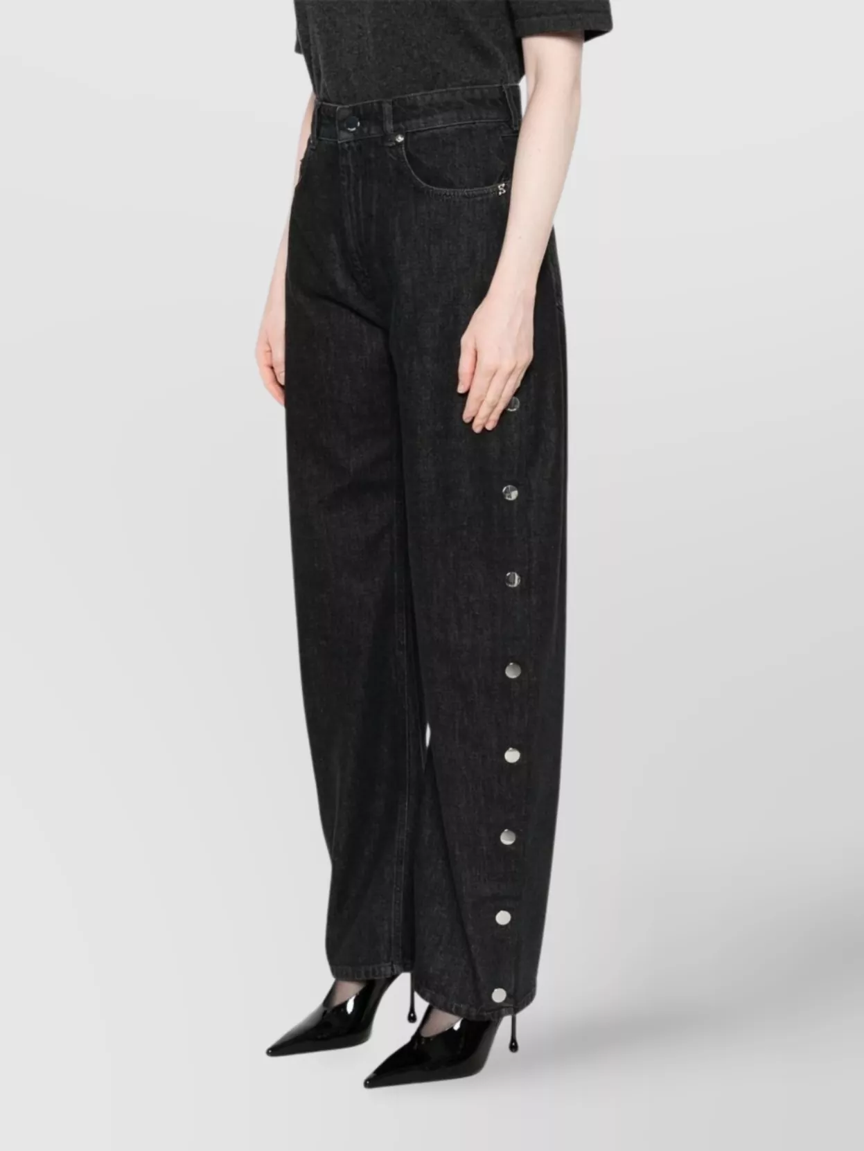 Sportmax High Waist Wide Leg Denim Trousers