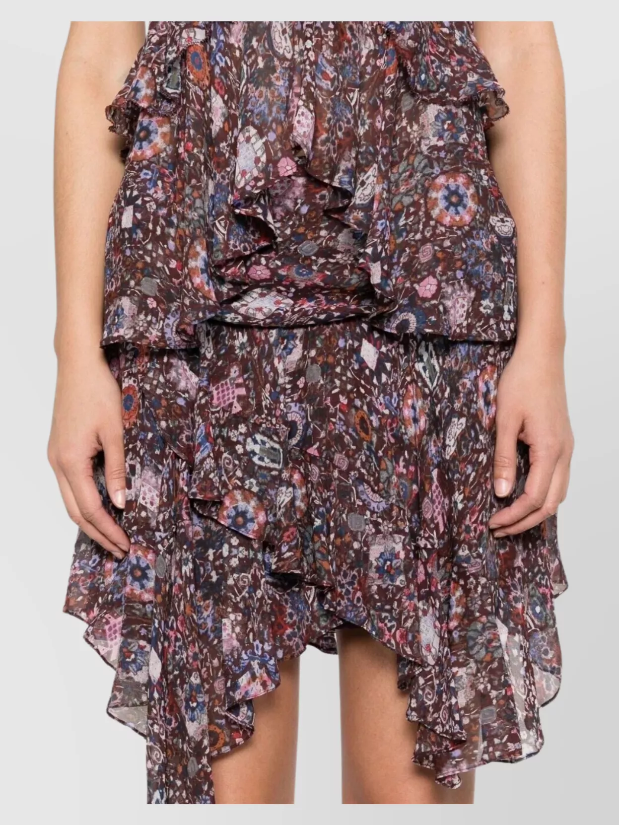 Isabel Marant Etoile Frilly Floral Layered Asymmetric Skirt