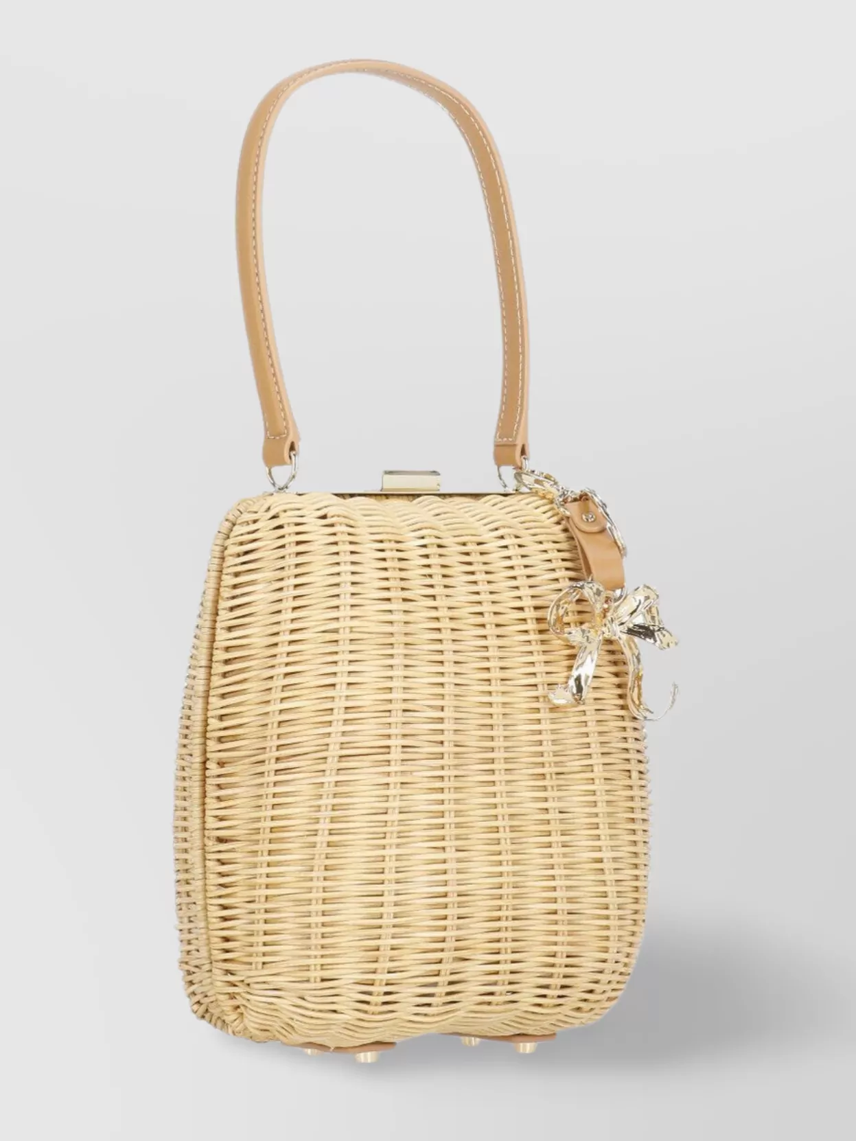 Self-Portrait Rattan Bucket Bag Gold Hardware