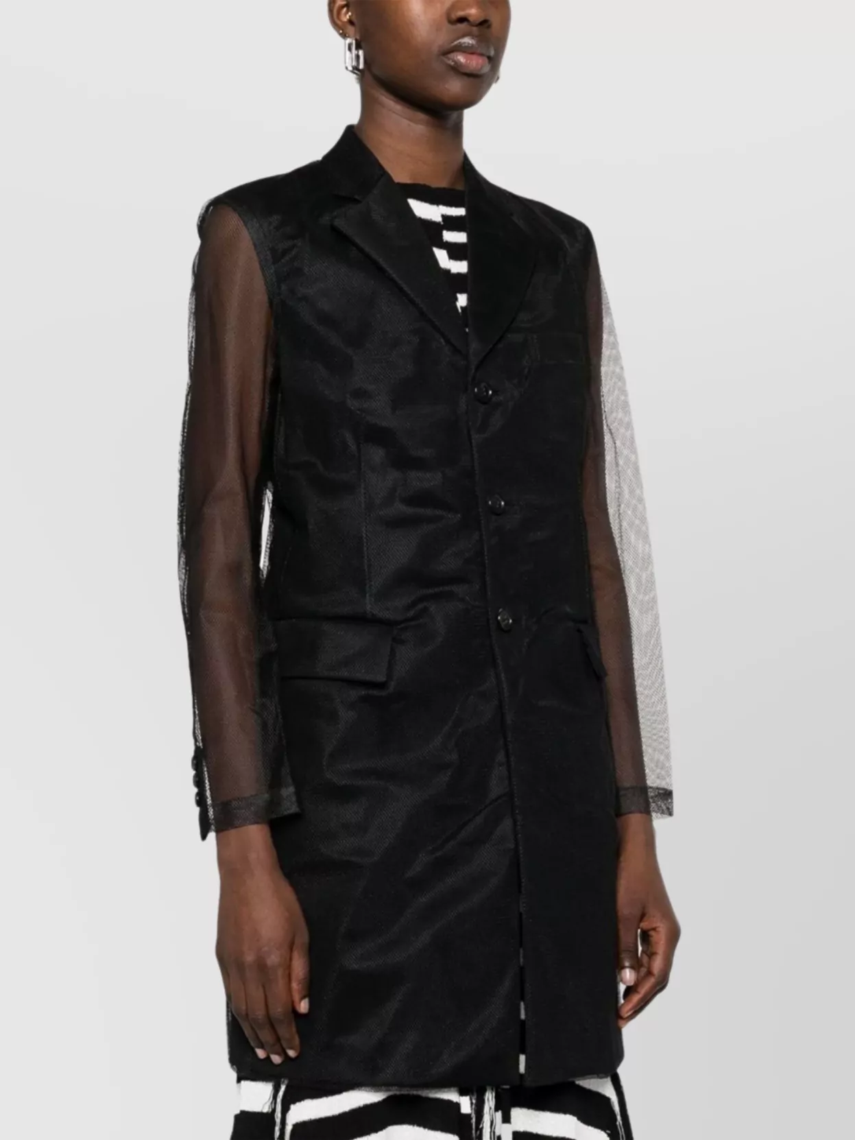 Comme Des Garçons Longline Sheer Sleeves Coat