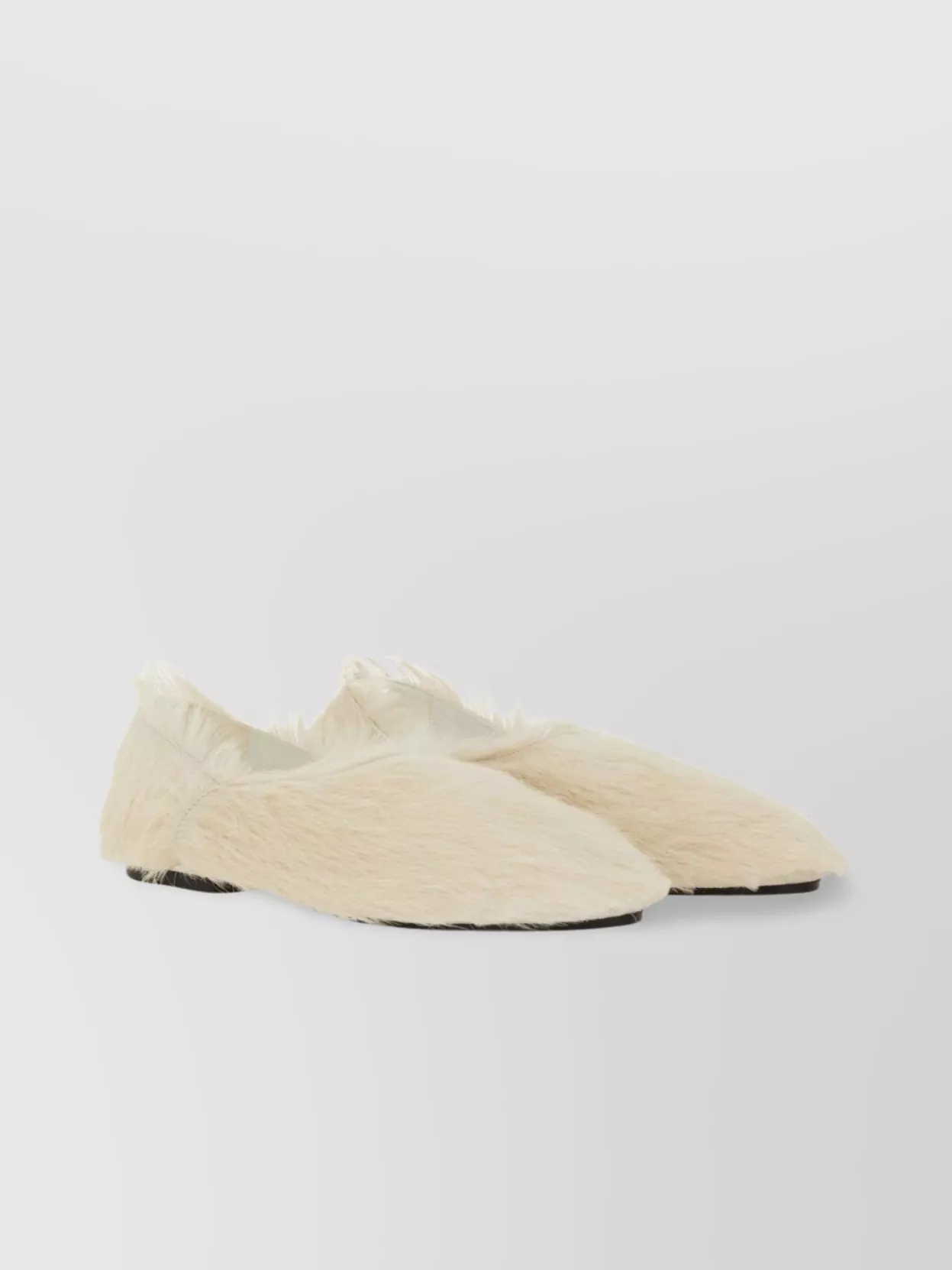 Jil Sander Round Toe Leather Slipper With Faux Fur