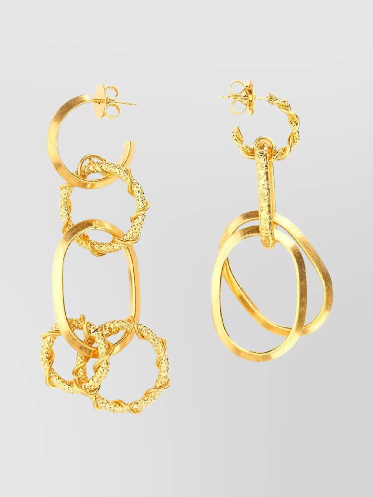 Shop Dsquared2 Chain Rings Drop Hoop Earrings