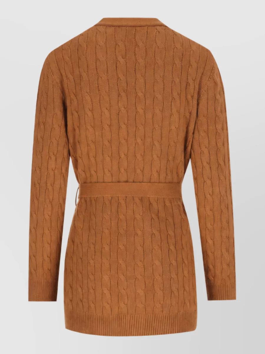 Valentino Garavani Cashmere Ribbed V-Neck Belted Cardigan