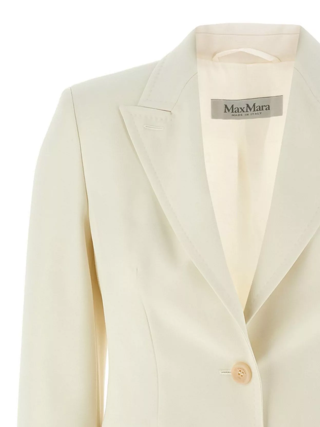 Shop Max Mara 'palchi' Blazer With Notched Lapels And Front Flap Pockets In White