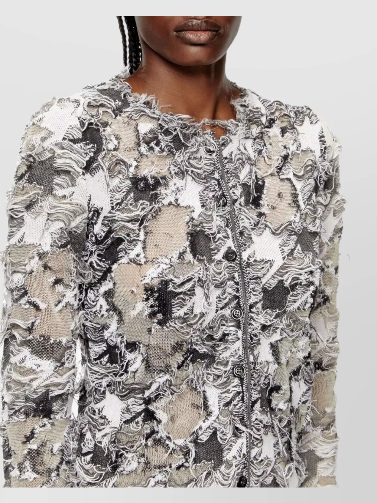 Diesel Houndstooth Jacquard Cardigan In Multi