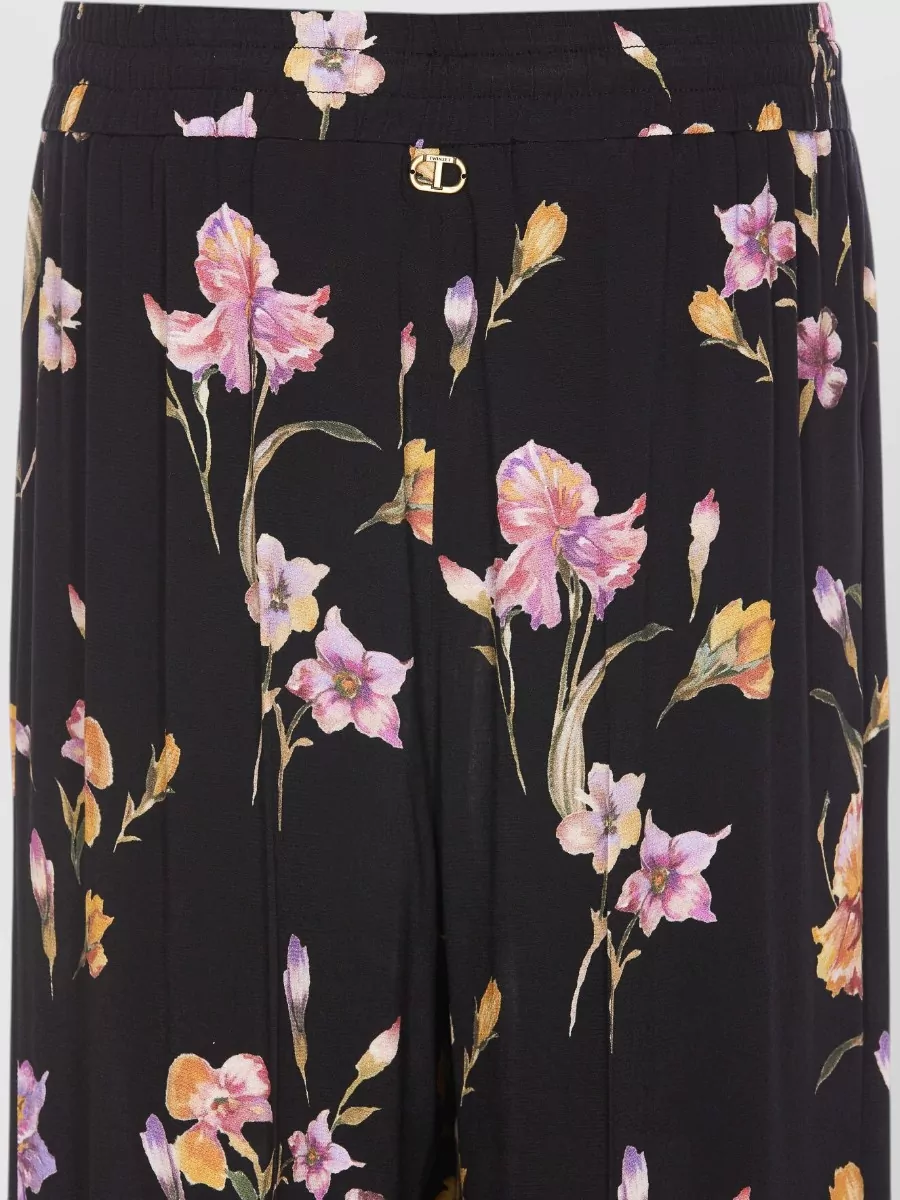 Twin-Set Floral Print Wide-Leg Trousers