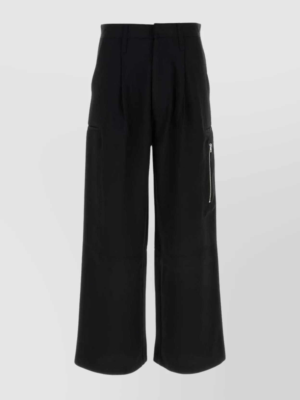 Shop Ami Alexandre Mattiussi Wide-leg Pant With Cargo Pocket And Button Accents