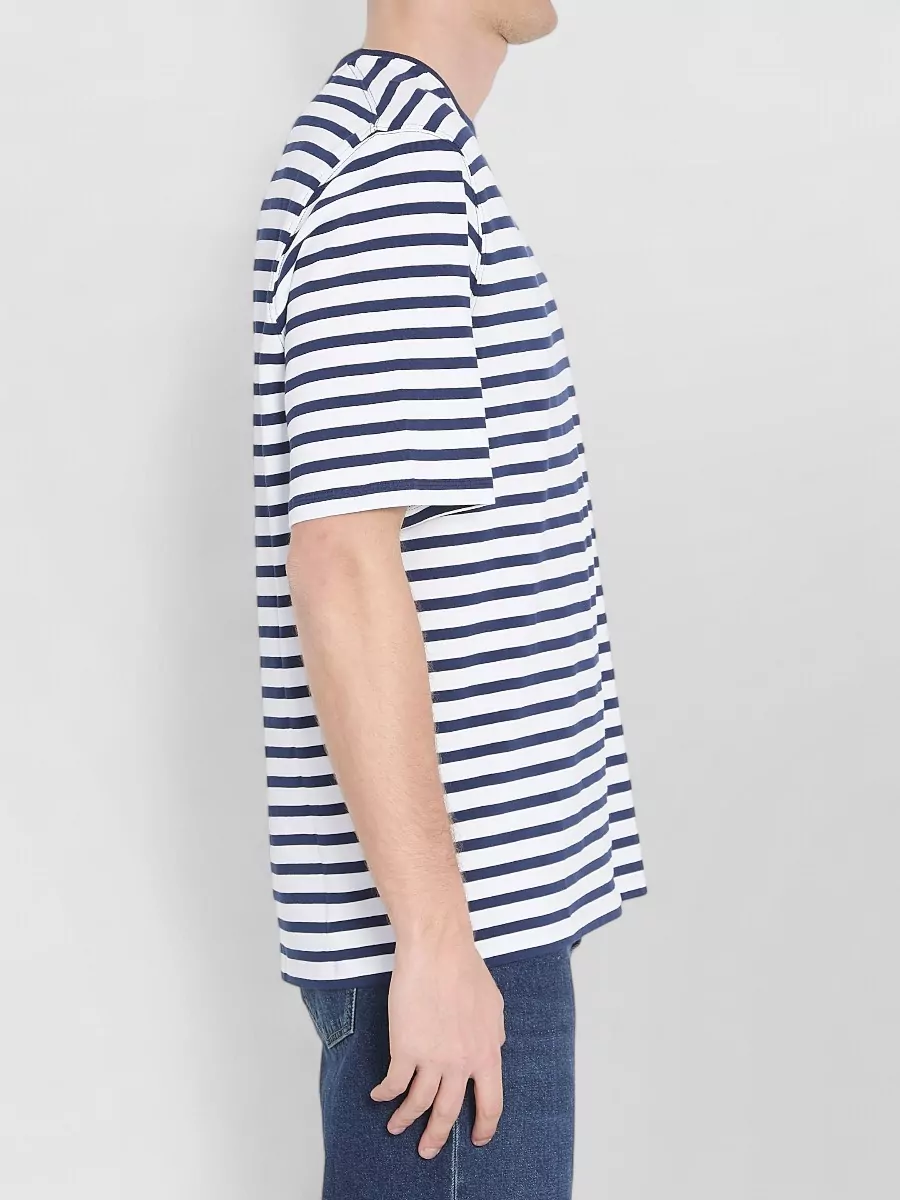 Ami Paris Striped Ribbed Crewneck Boxy T-Shirt