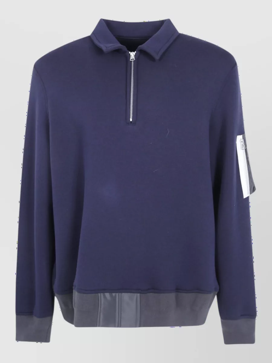 Sacai cotton terry zip polo shirt