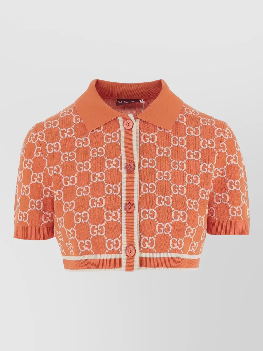 Gucci cotton short-sleeve cropped polo shirt