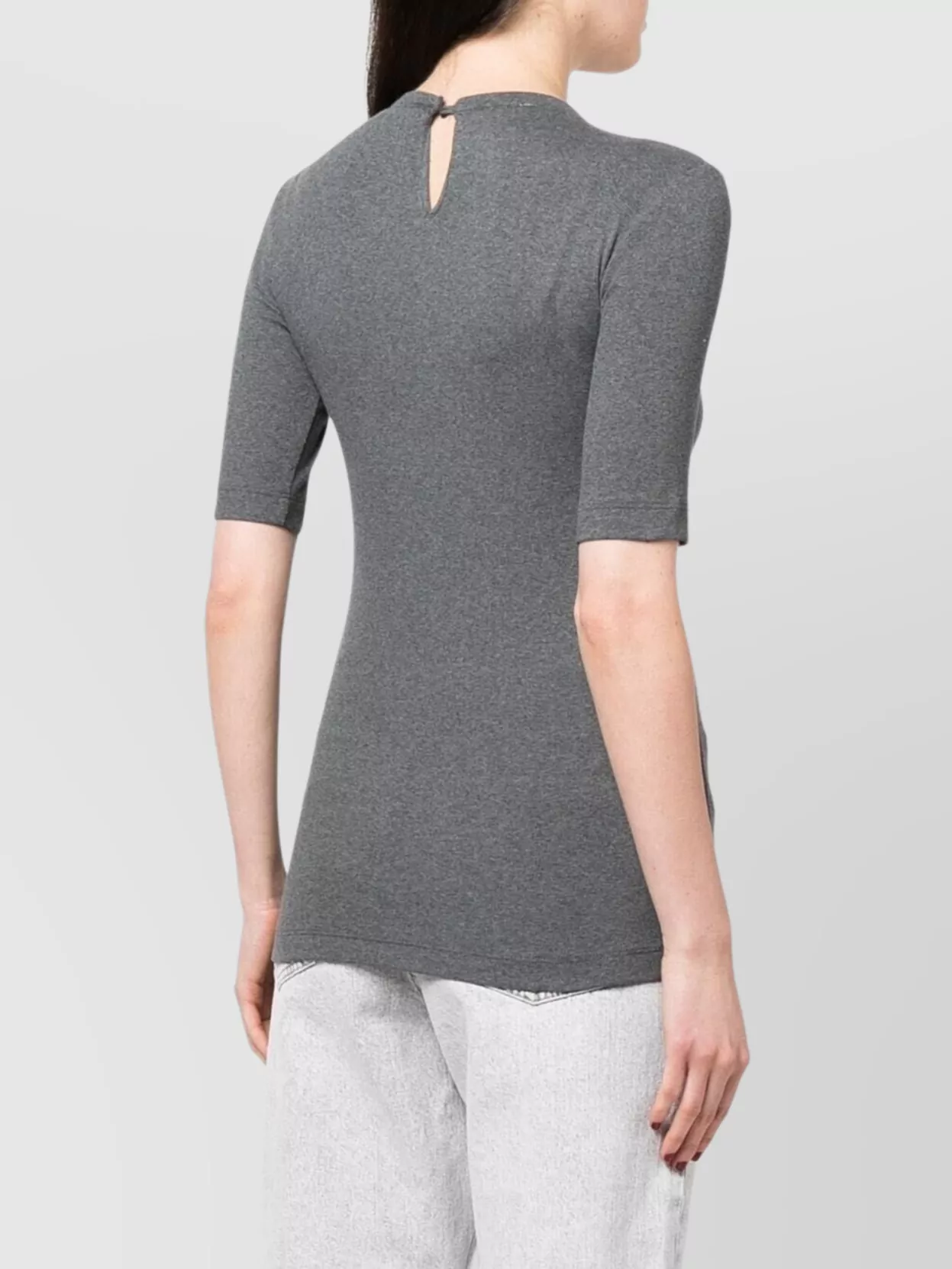 Brunello Cucinelli Short Sleeve Crew Neck Top With Keyhole