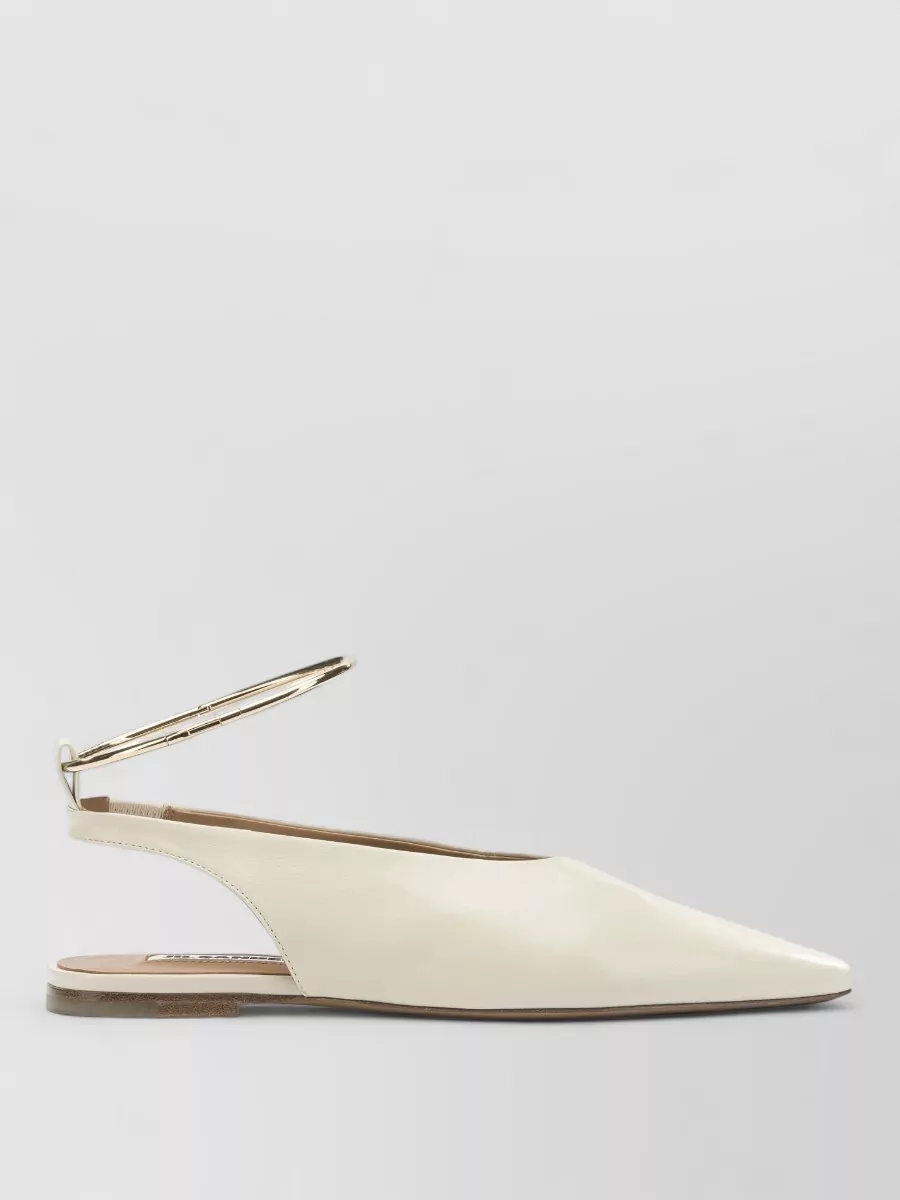 Jil Sander Pointed Toe Slingback Flat Shoes In White