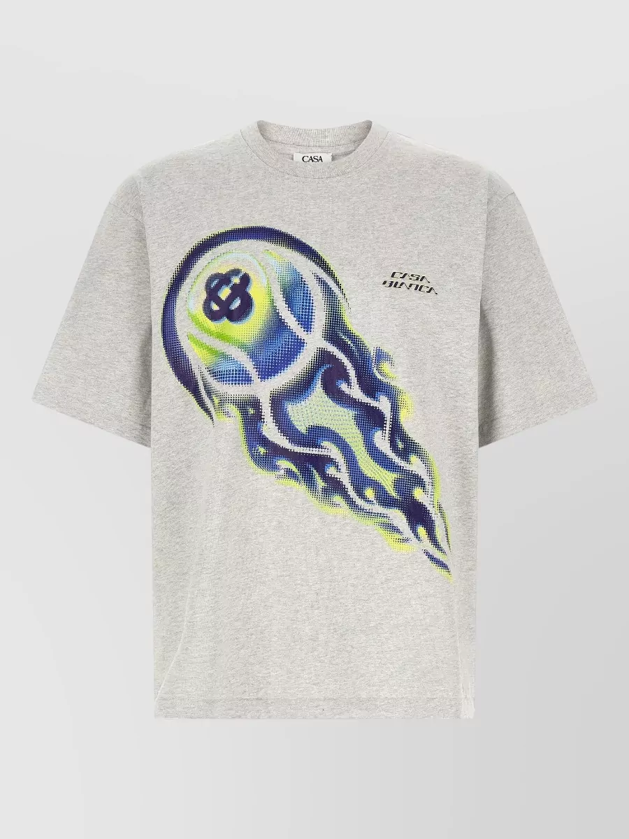Casablanca flaming tennis ball printed cotton t-shirt