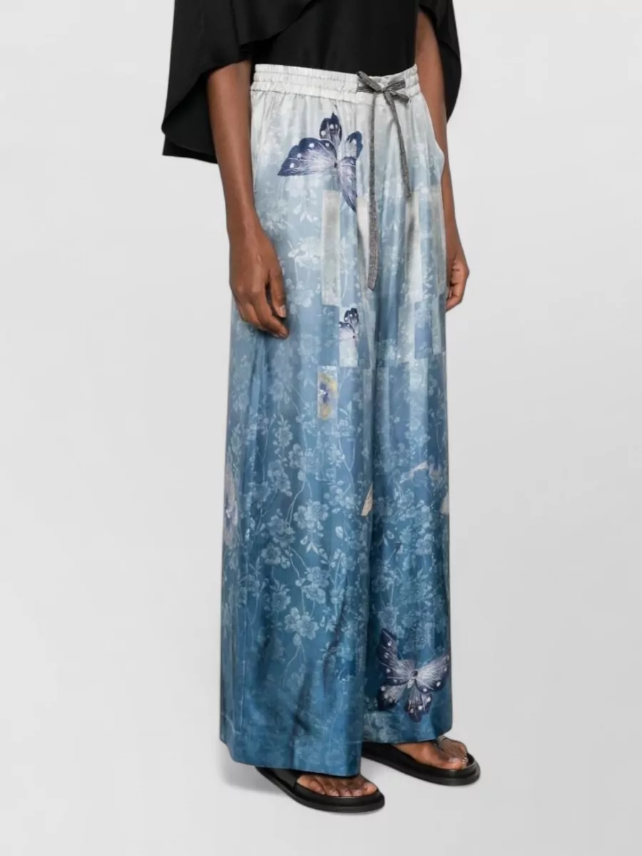 Pierre Louise Mascia Printed Silk Wide-Leg Trousers