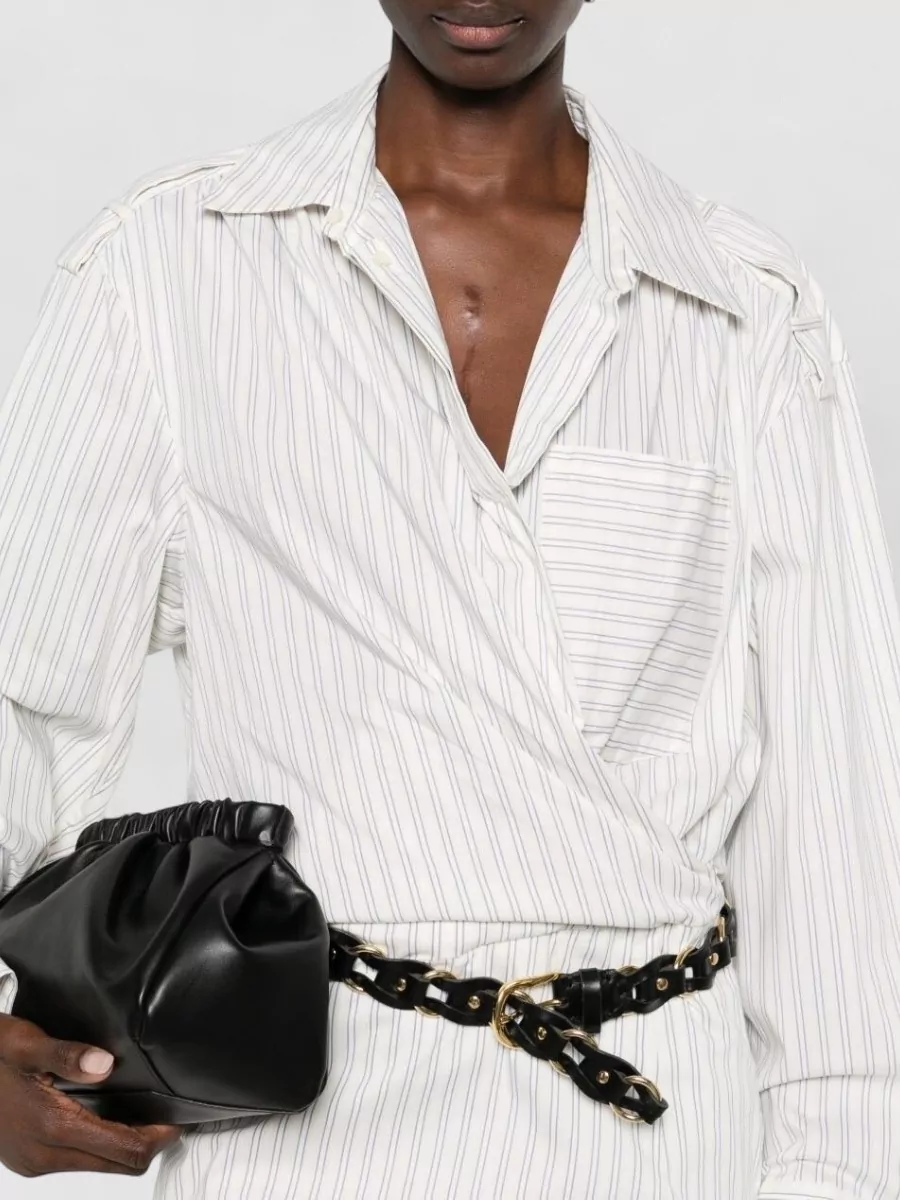 Iro Lazul Cotton Dress Wrap Front Stripe