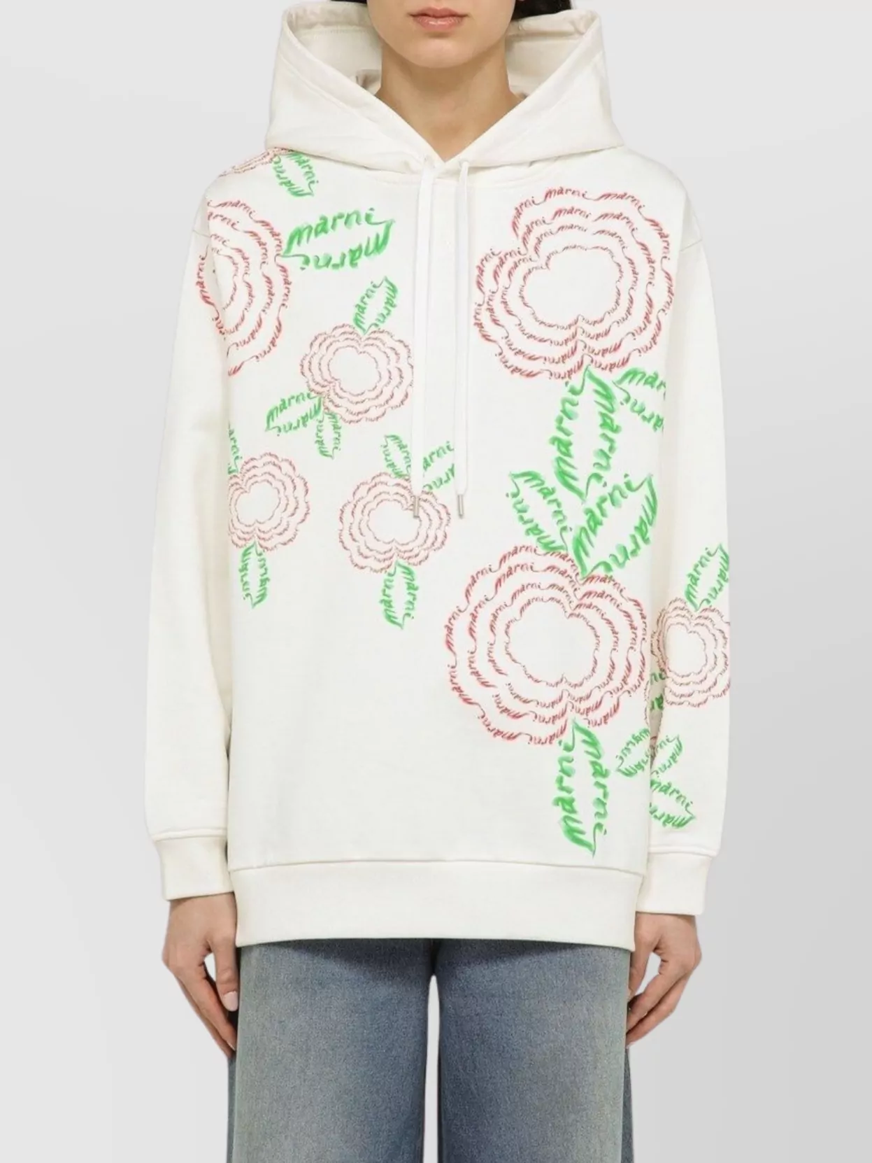 Marni Floral Embroidery Cotton Sweatshirt In White