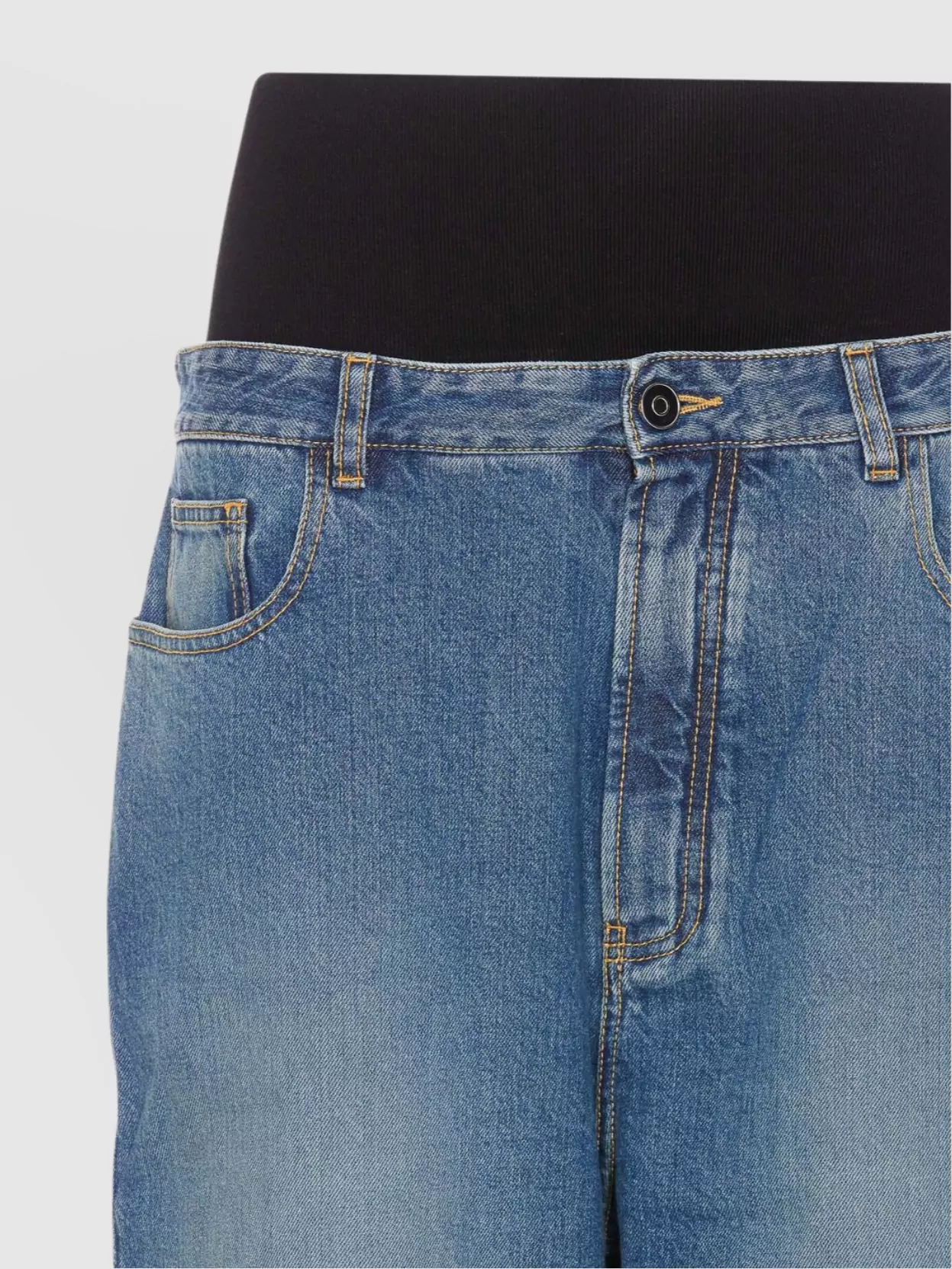 デニム・ジーパン Alaia Wide-Leg Denim Jeans With Stretch Knit Waistband Alaia Wide-Leg Denim Jeans With Stretch Knit Waistband