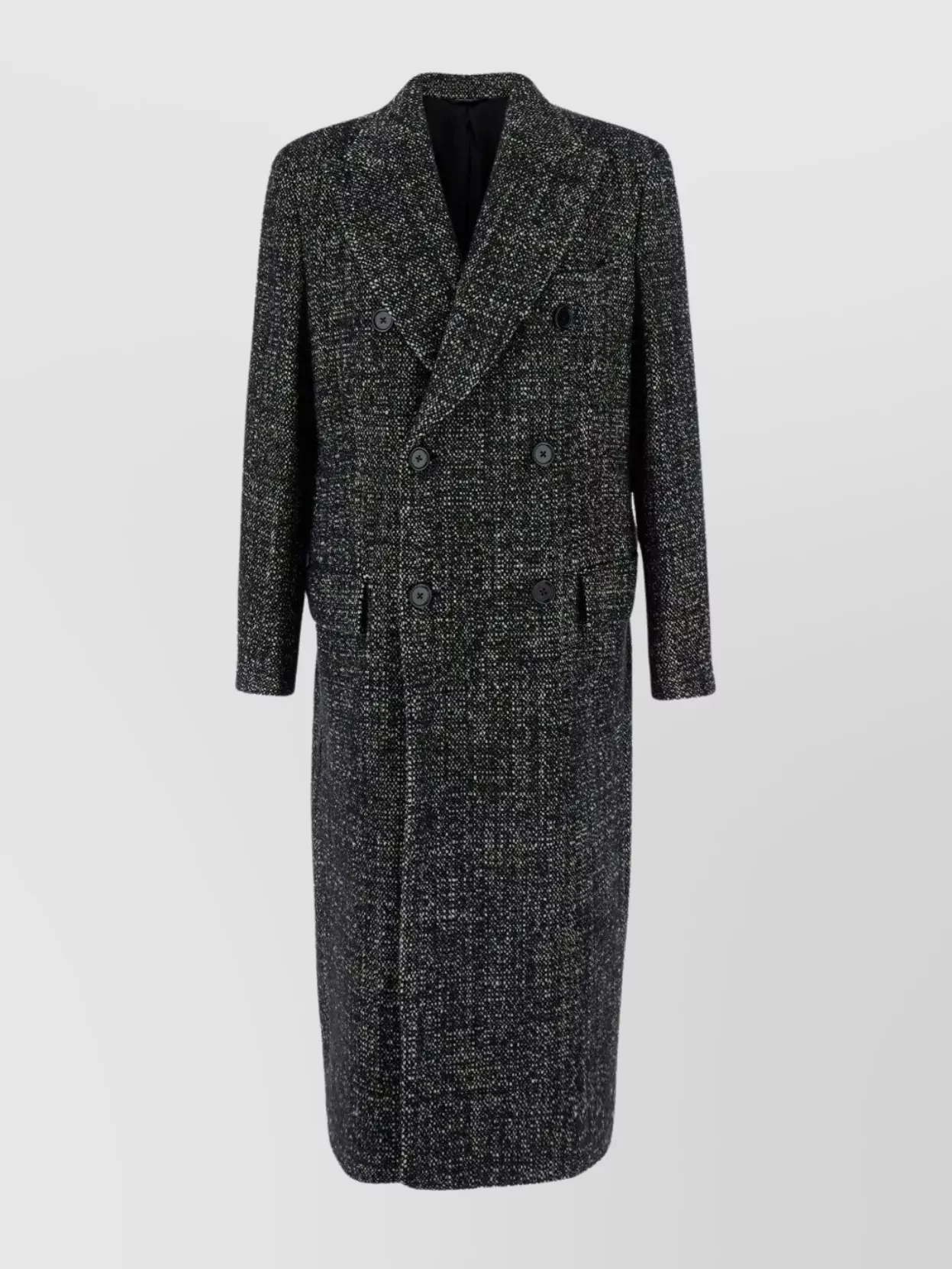 Dolce & Gabbana Double-breasted Long Coat Side Pockets In Gray