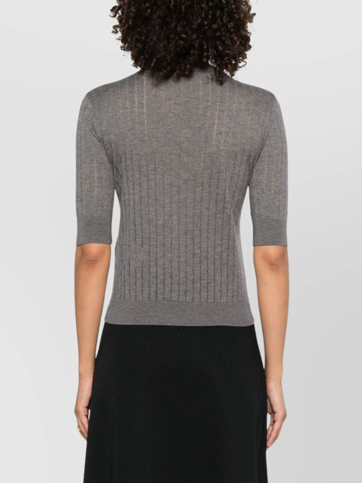 Max Mara Crewneck Sequin Embellished Short Sleeve Sweater In Gray