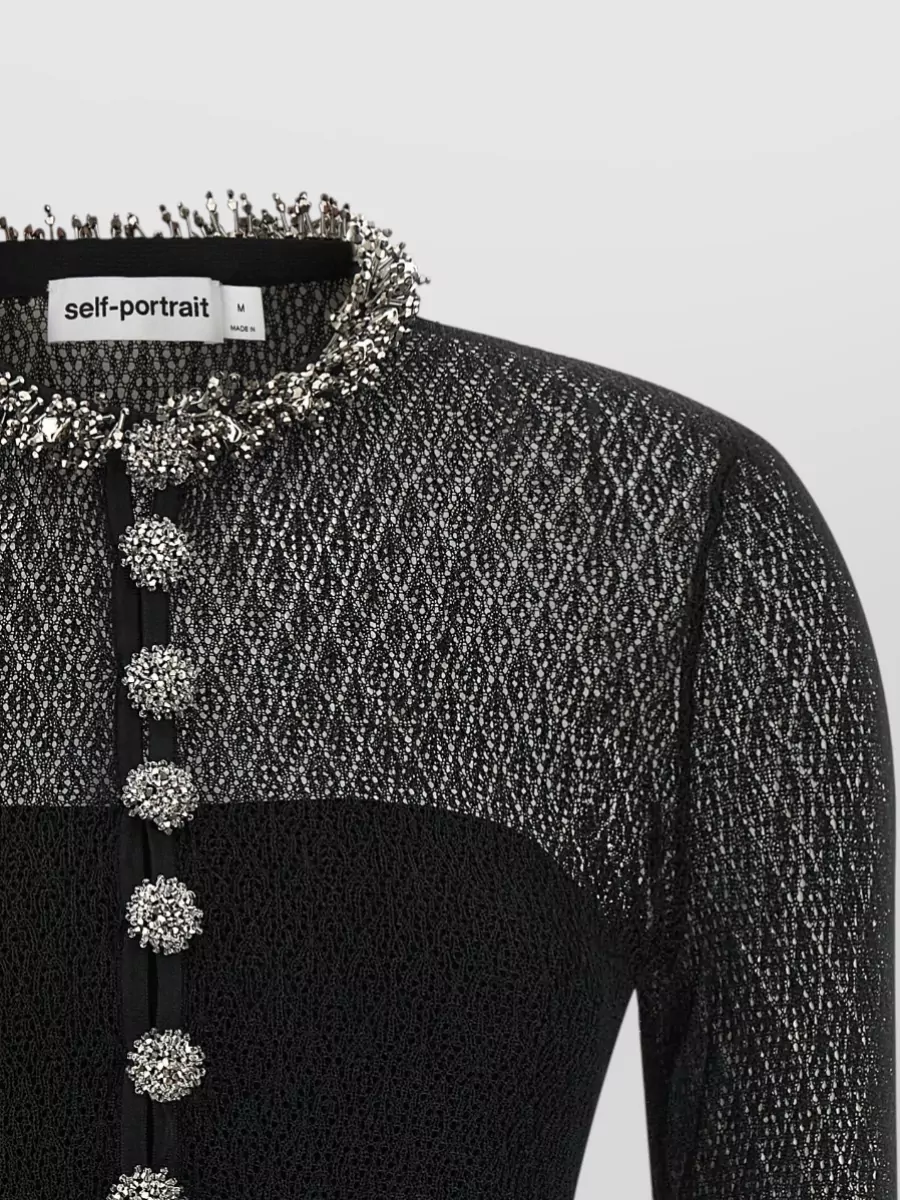 Self-Portrait Pointelle Knit Long-Sleeve Bodysuit