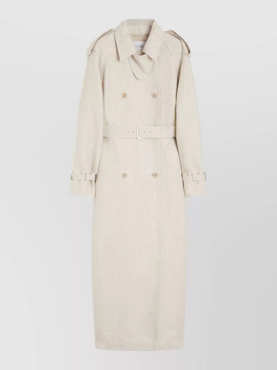 Max Mara linen double-breasted belted trench coat