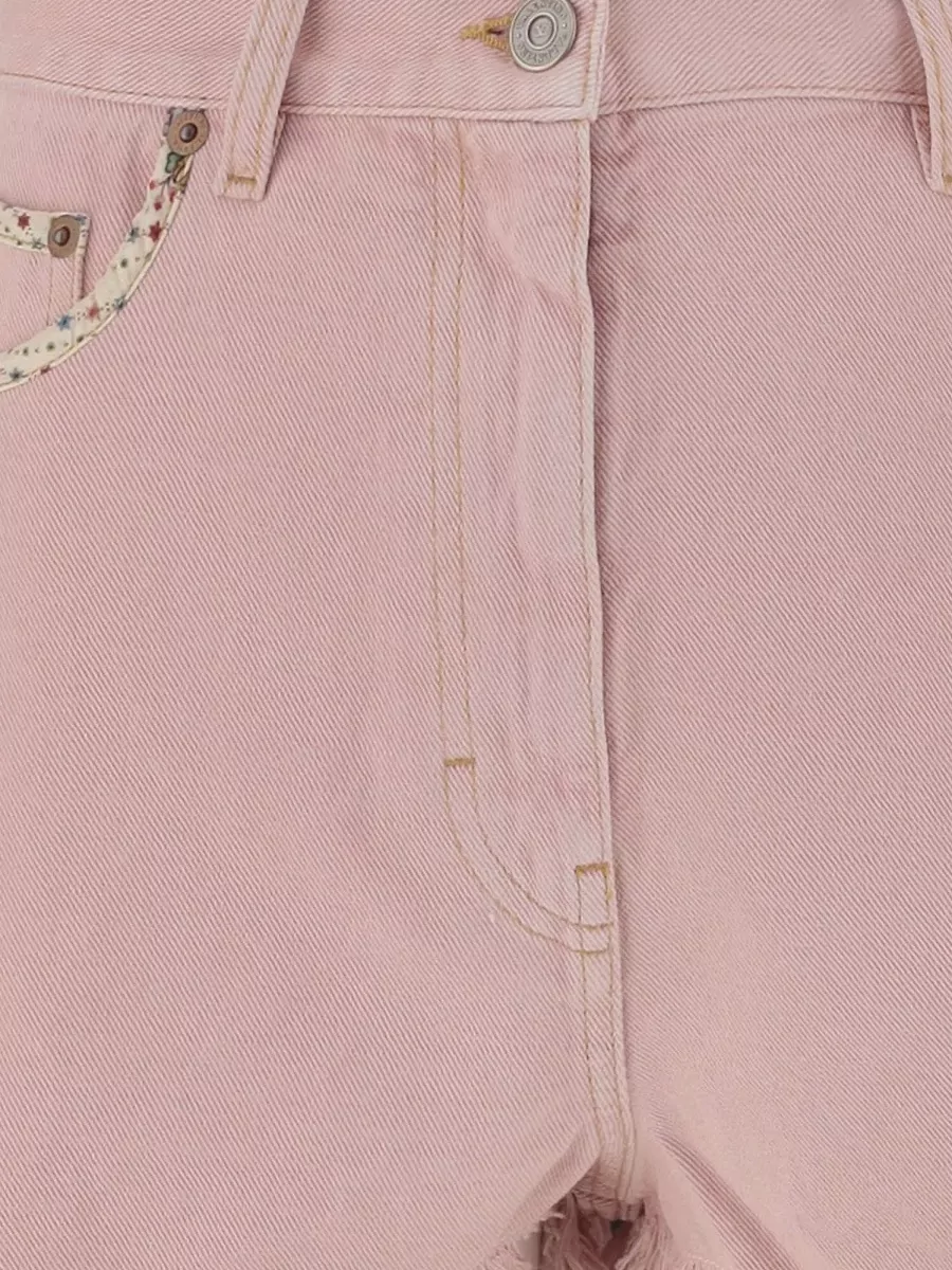 Valentino Knee Length Shorts Frayed Hem Floral Pockets Belt Loops