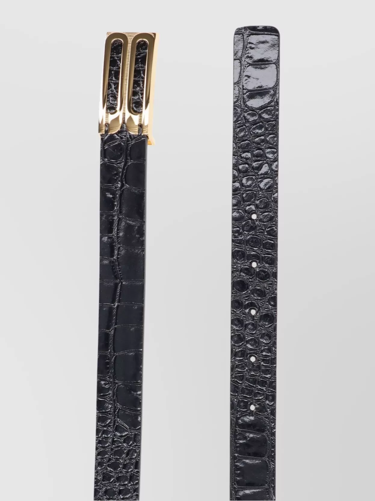 Victoria Beckham Crocodile Effect Belts Gold-Tone Buckle