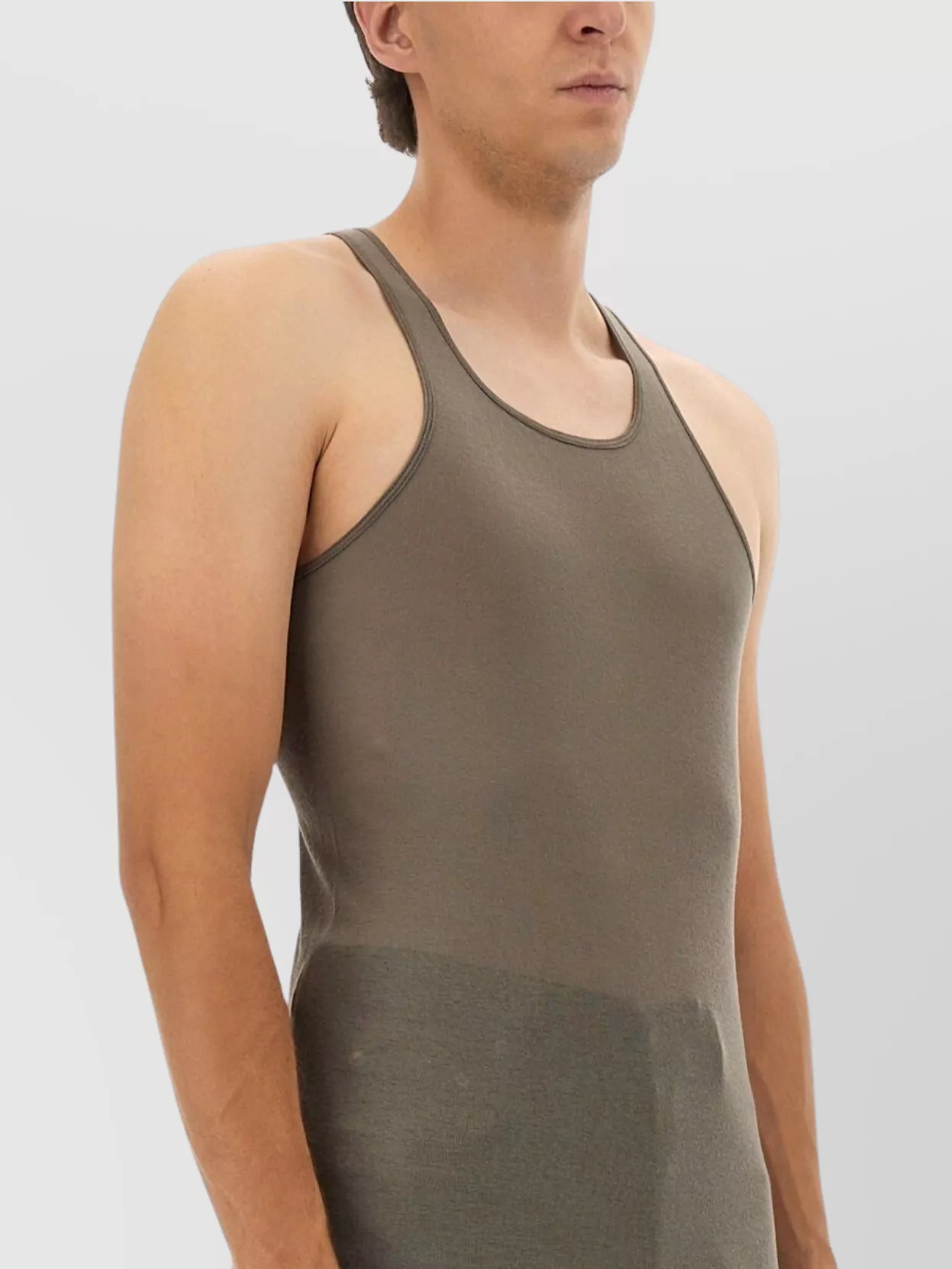 Rick Owens Longline Racerback Scoop Neck Sleeveless T-shirt In Gray