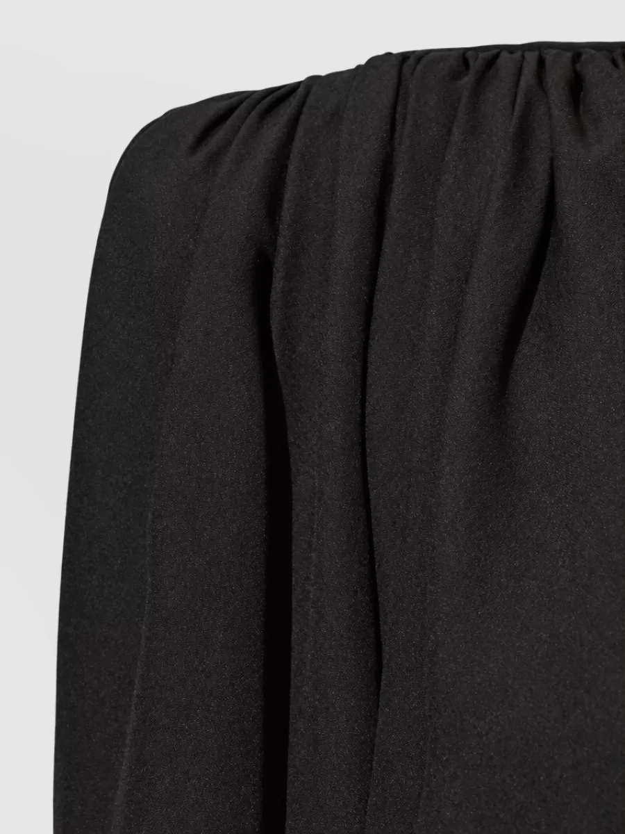 Valentino Silk Gathered Cropped Long-Sleeve Blouse