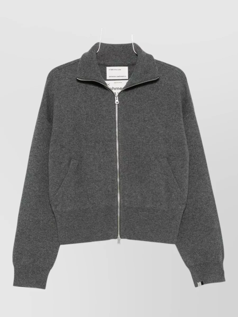 Extreme Cashmere ribbed high neck cashmere cardigan