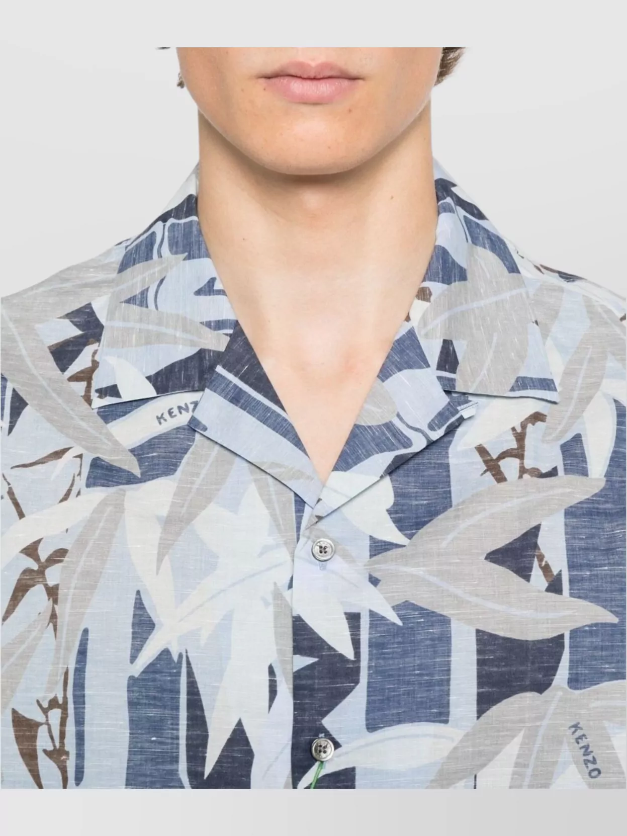 Kenzo Printed Pleated Collar Shirt Pocket