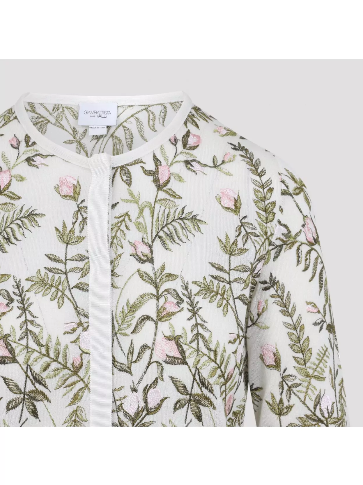 Giambattista Valli Floral Embroidered Long Sleeve Knit Cardigan