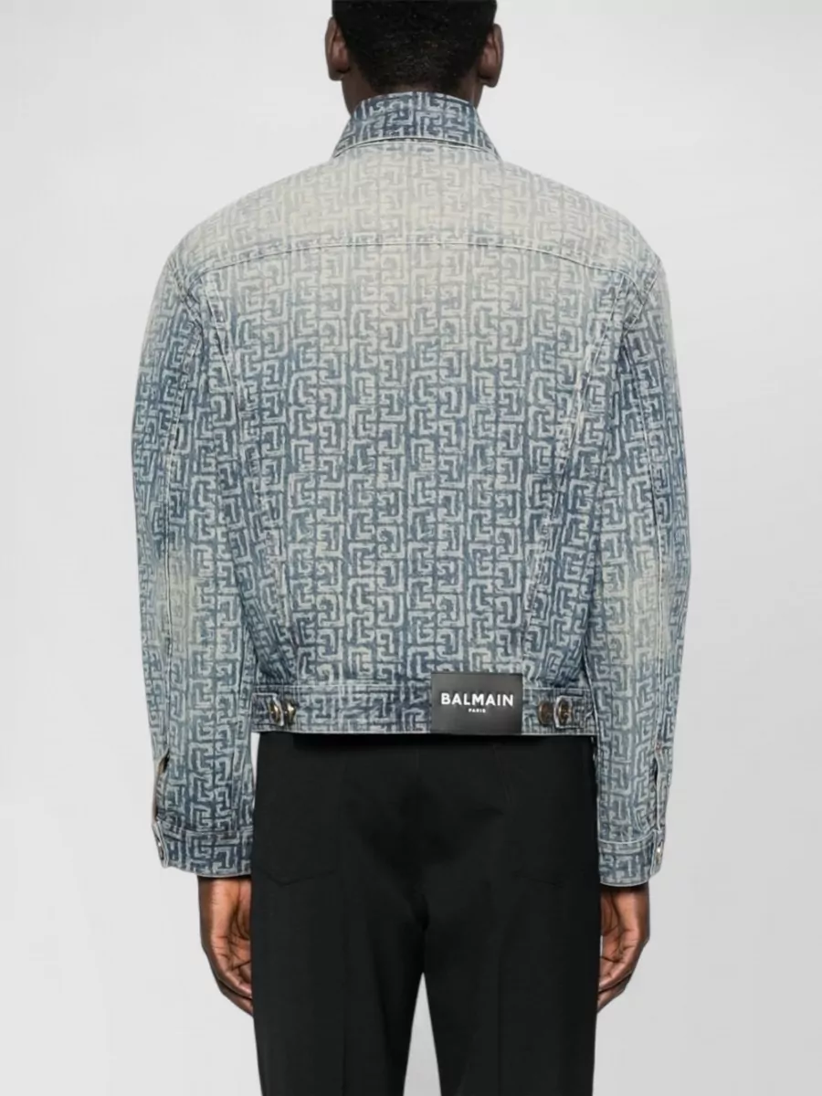 Balmain Denim Blazer Chest Pockets Faded Effect