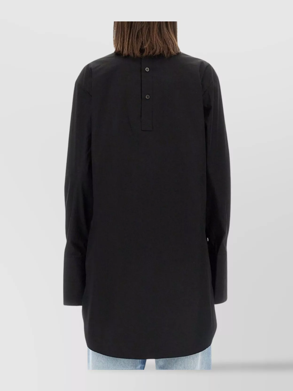 Dries Van Noten Longline Plaid Shirt High-low Hem In Black