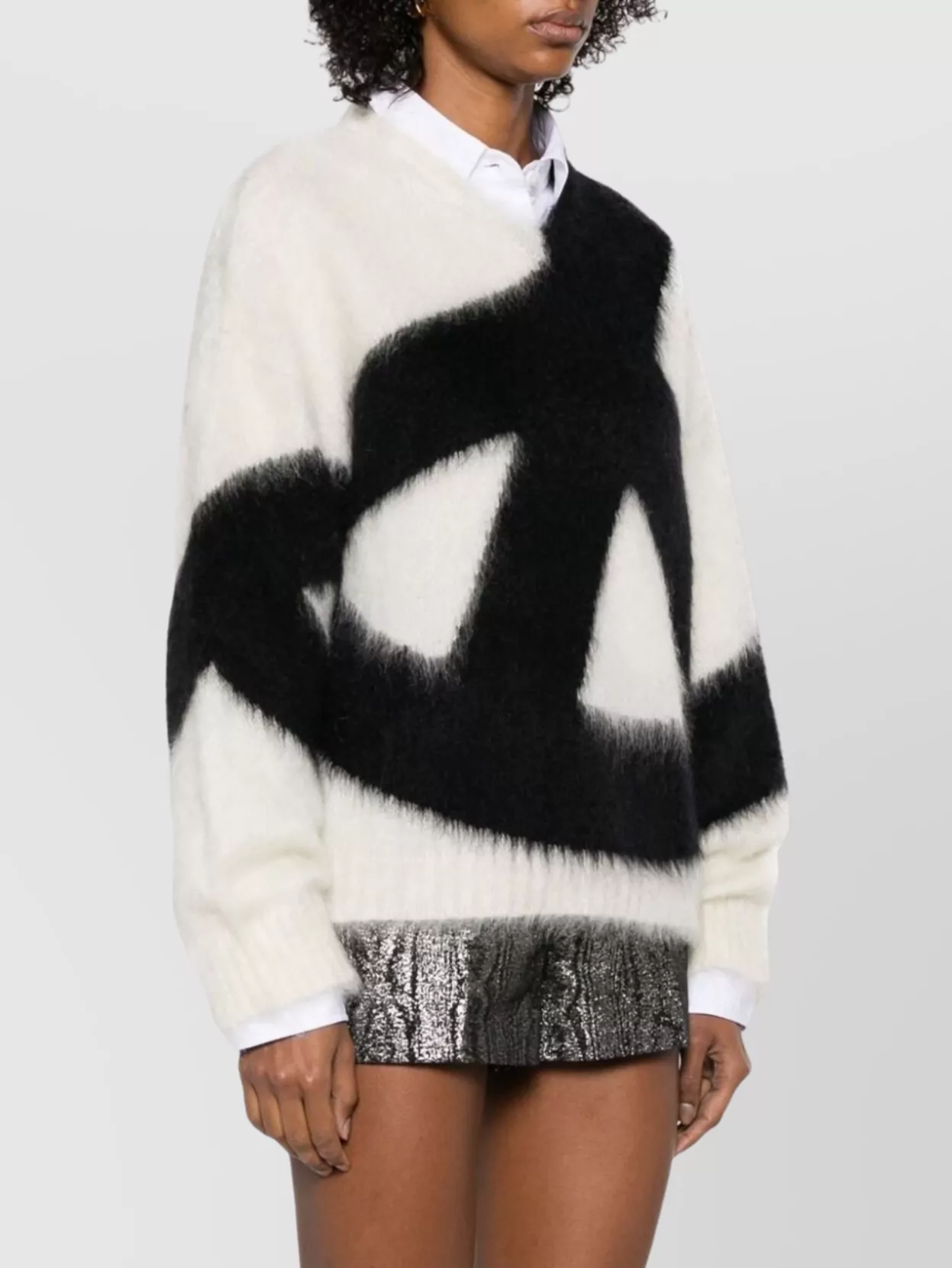 Moschino Peace Motif V-Neck Knitwear With Brushed Effect