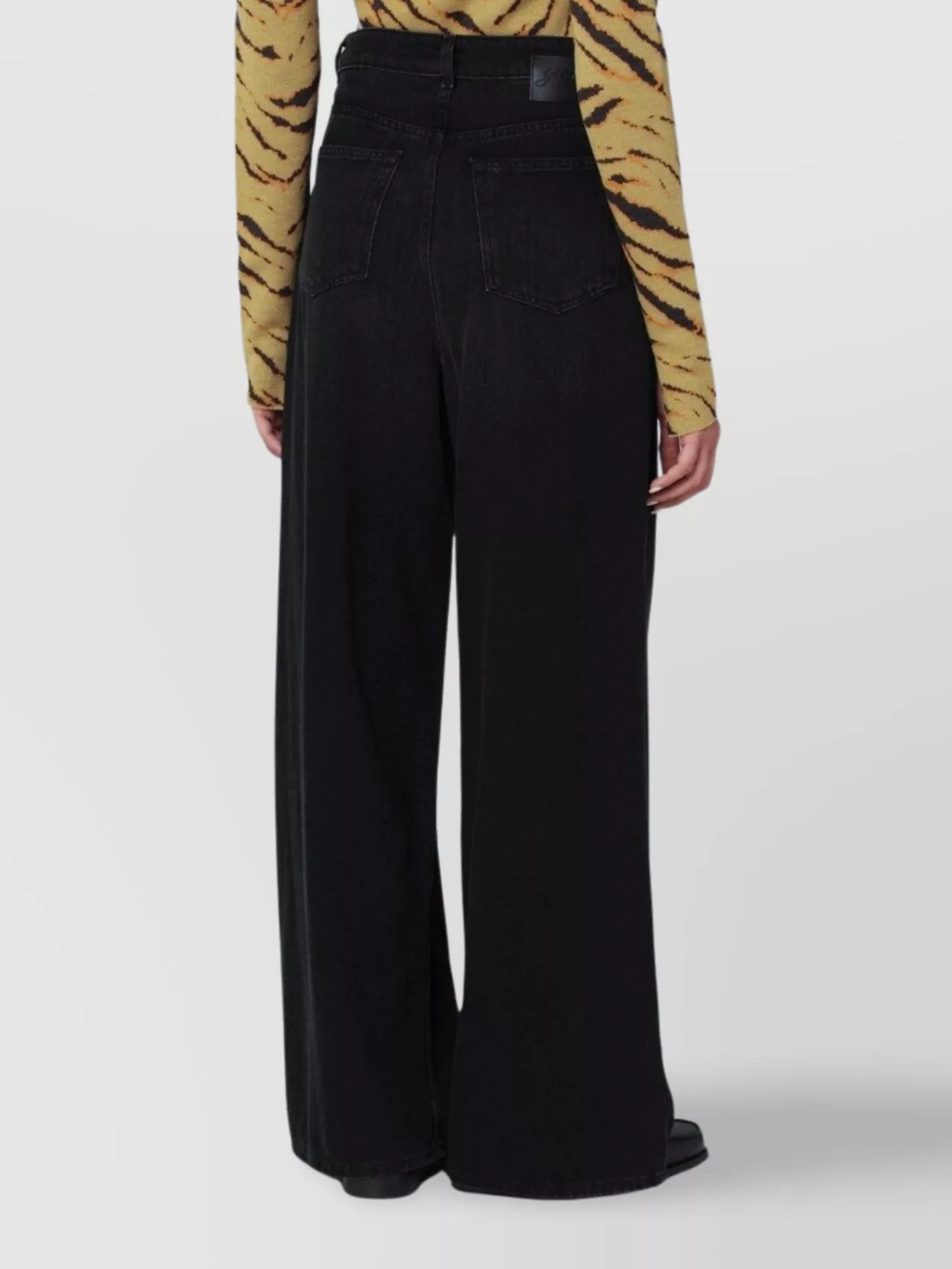 Ganni High Waist Baggy Jeans Pockets In Black
