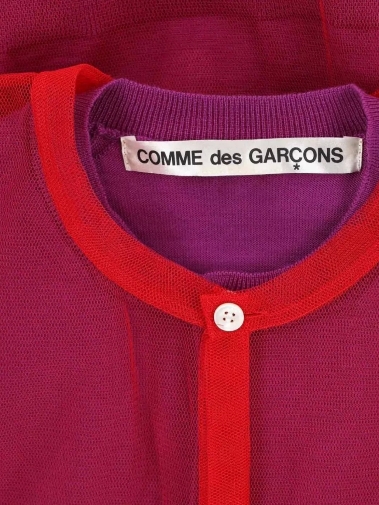 Comme Des Garçons Crewneck Knitwear With Long Sleeves And Sheer Fabric