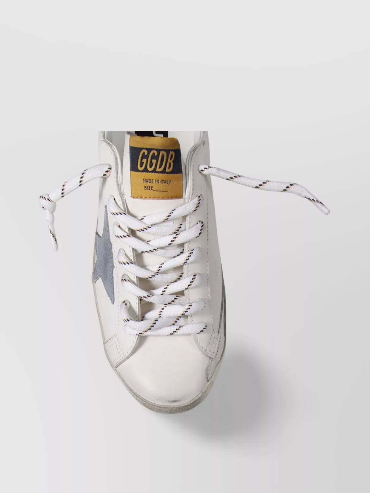 Golden Goose Super-star White Leather Sneakers With Grey Suede Star And Brown Heel In White
