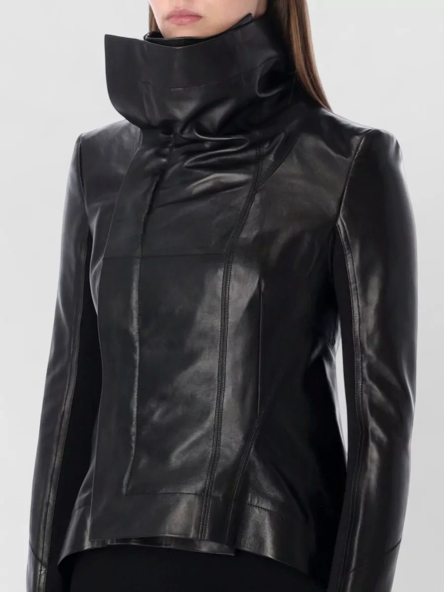 Rick Owens Naska Leather Biker Jacket Slim Sleeves