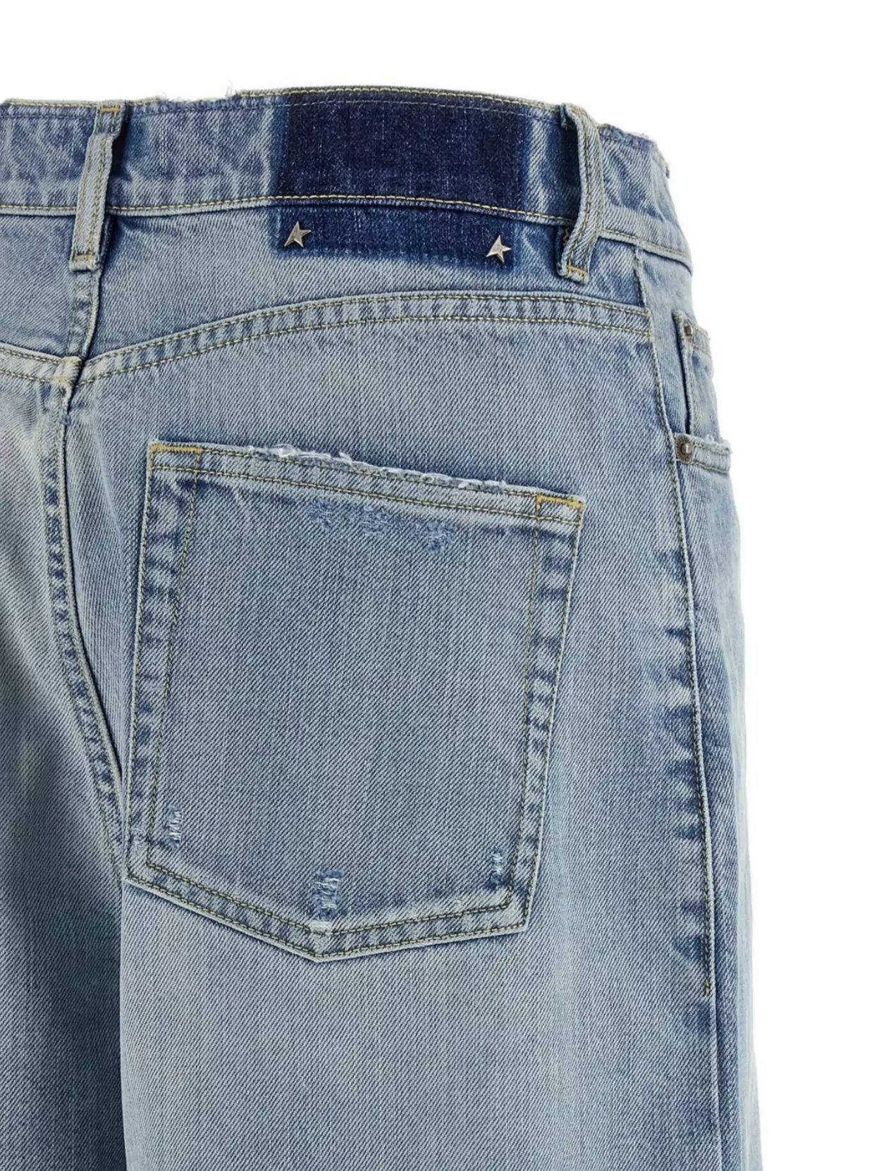 Golden Goose Distressed Denim Trousers Frayed Hem