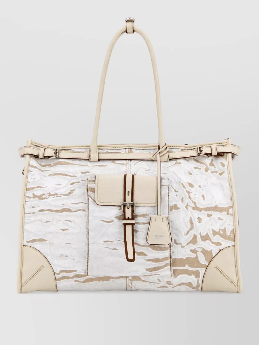 Prada bonnie large linen travel bag