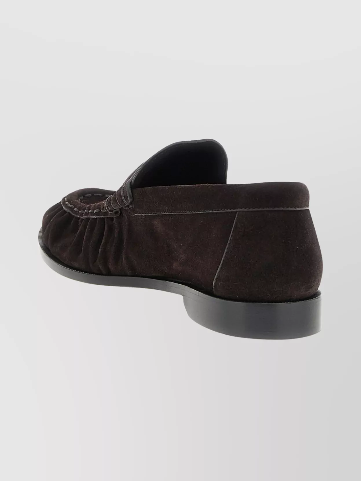 Saint Laurent Suede Round Toe Slip On Loafers