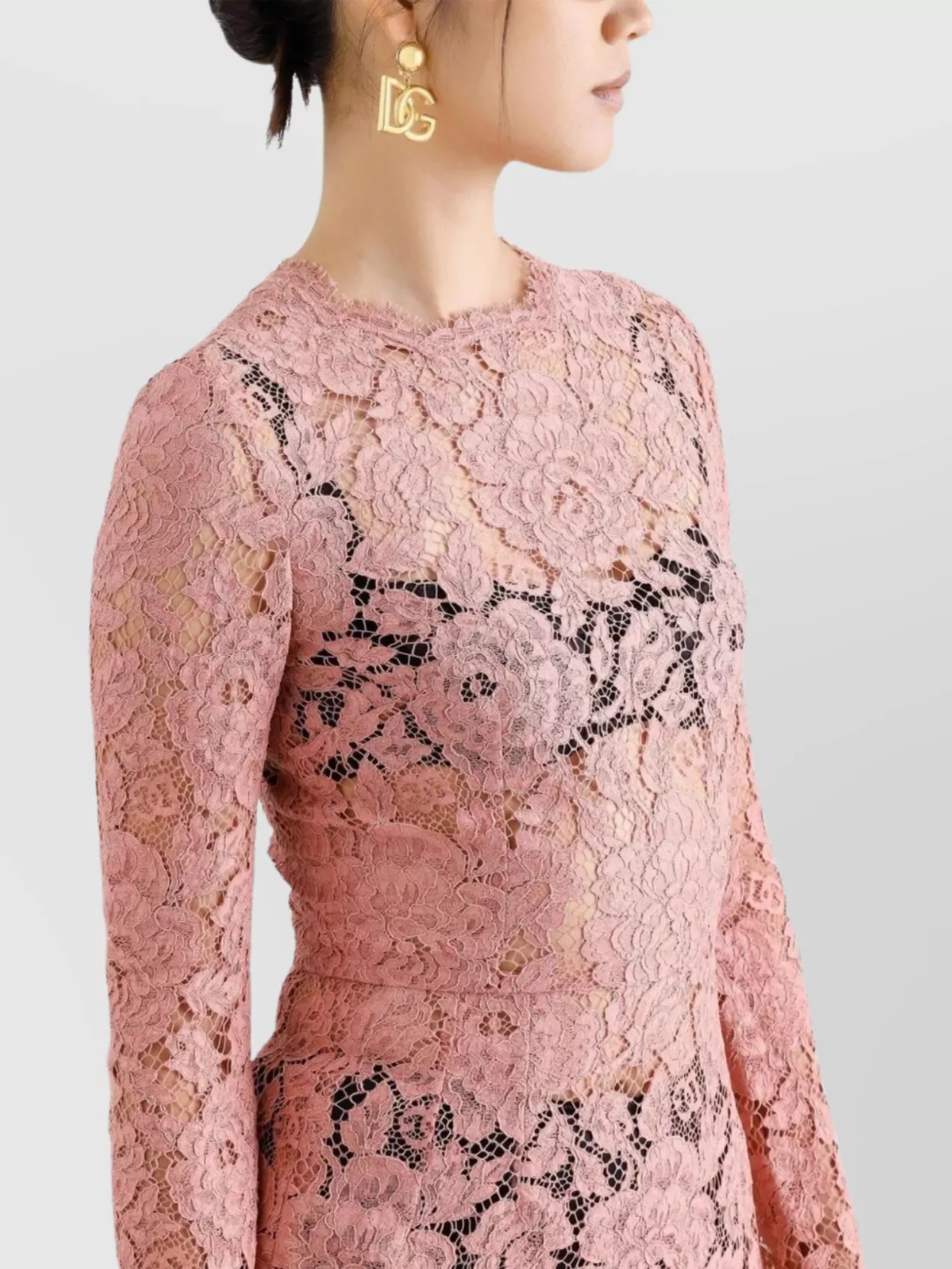 Dolce&Gabbana Lace Sheer Hem Midi Dress