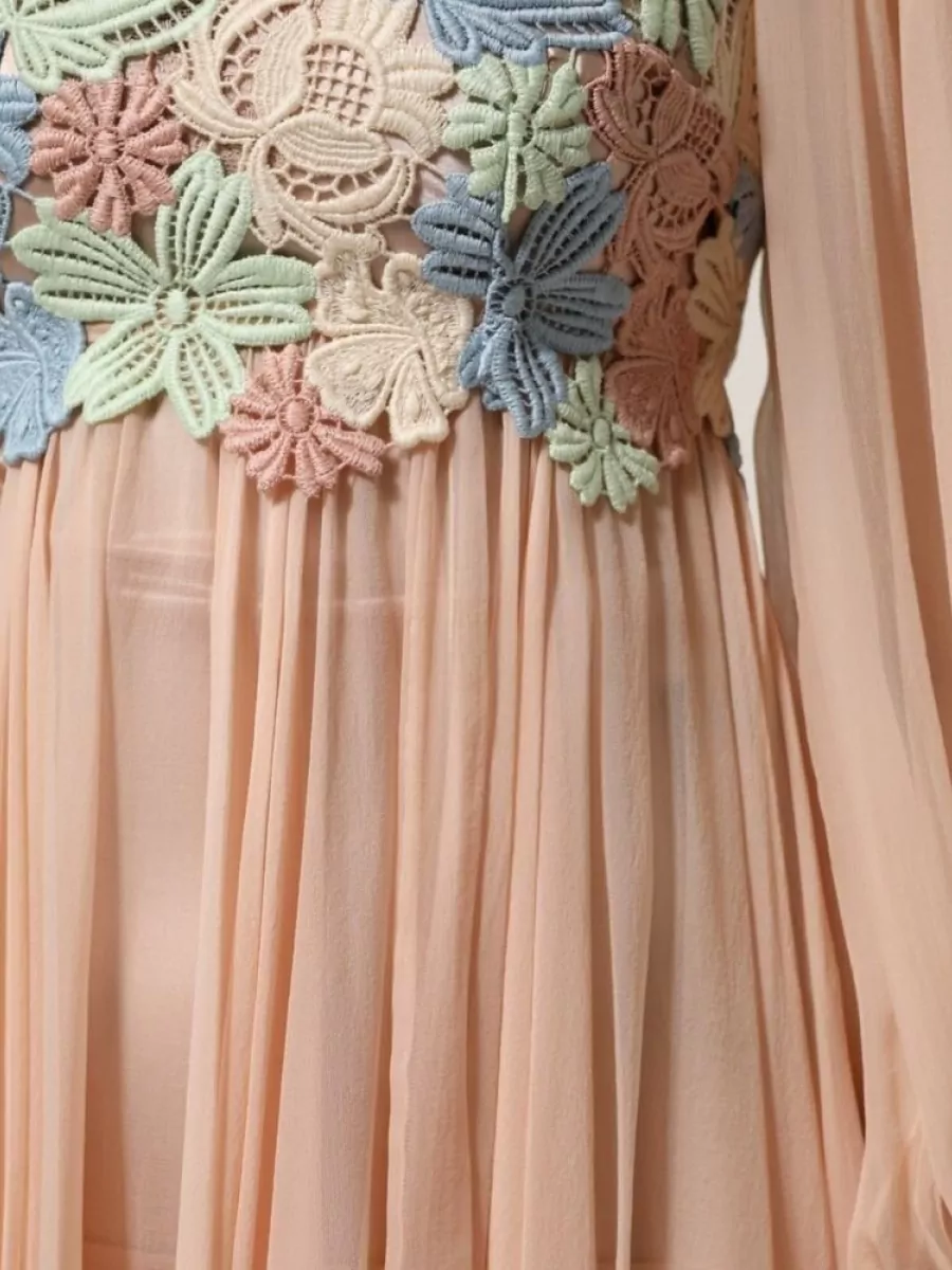 Dolce&Gabbana Silk Floral Embroidered Pleated Knee-Length Dress