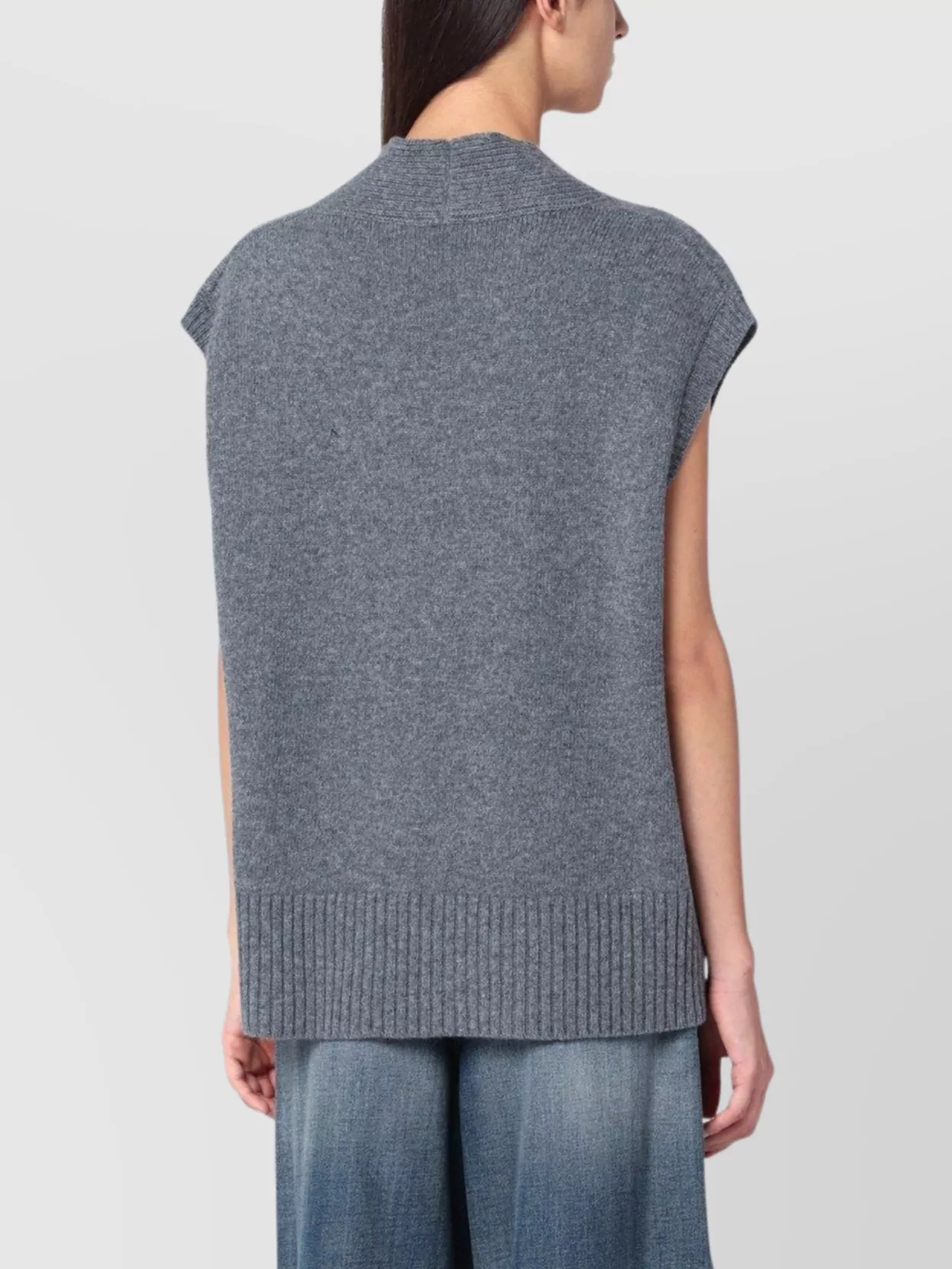 Roberto Collina Oversized Wool Knit Vest Sleeveless