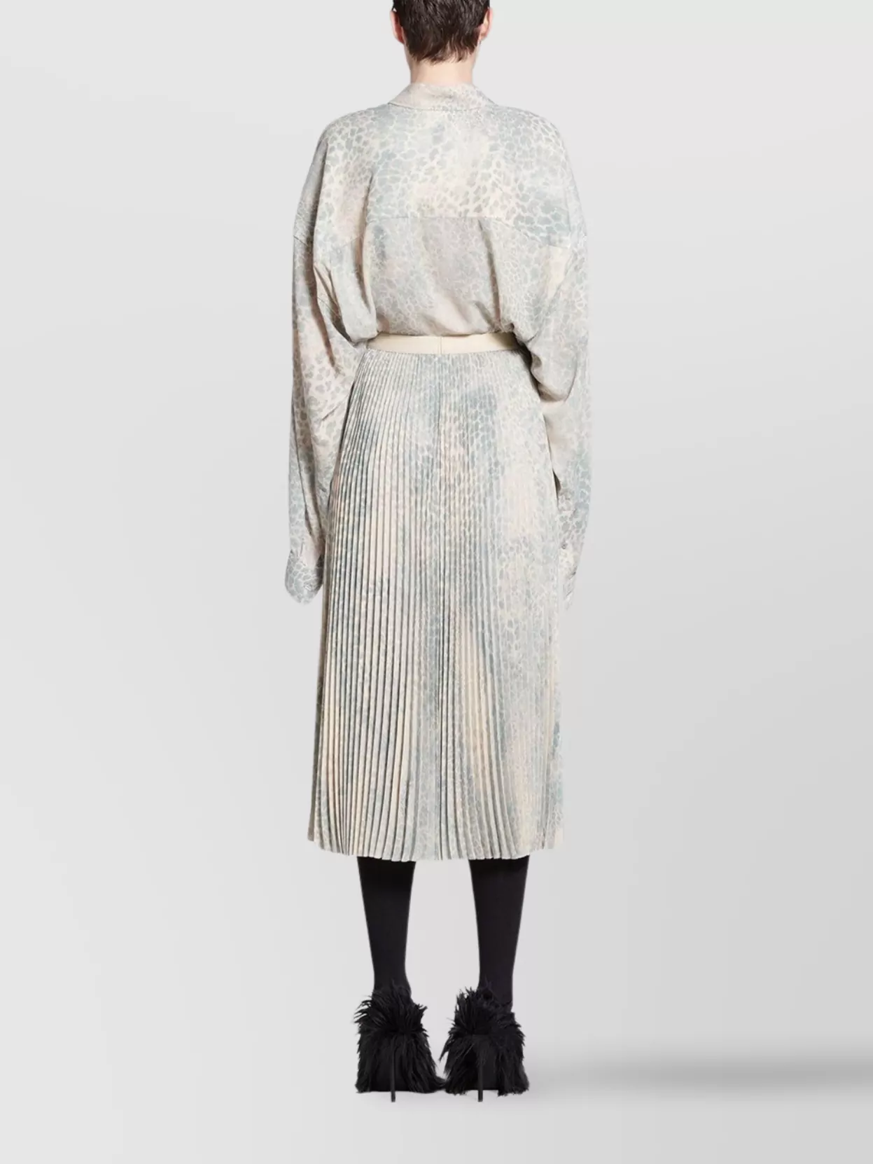 Balenciaga Pleated High Waist Midi Skirt In White