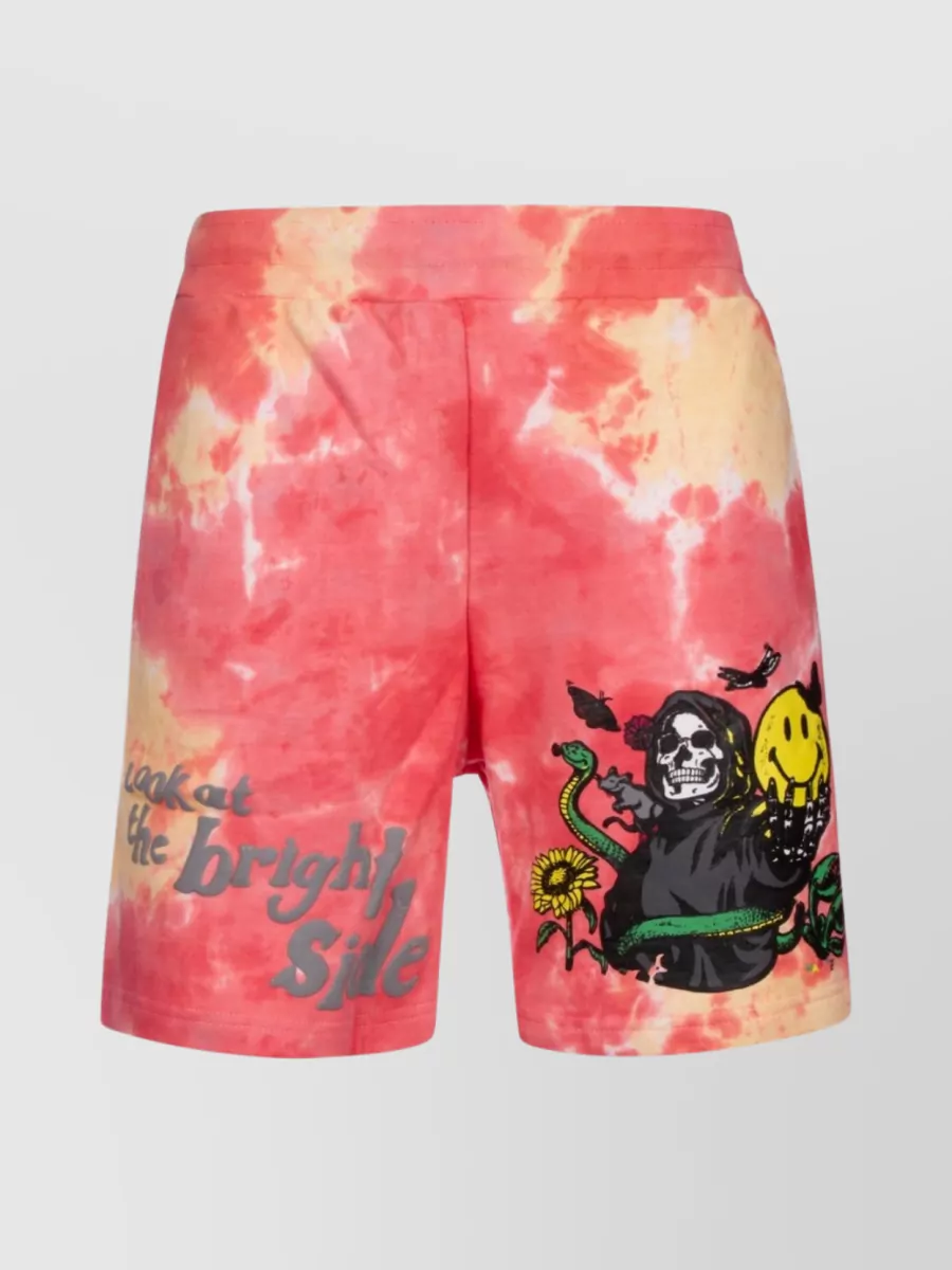 Shop Market Tie-dye Graphic Print Shorts With Elastic Waistband In Pink