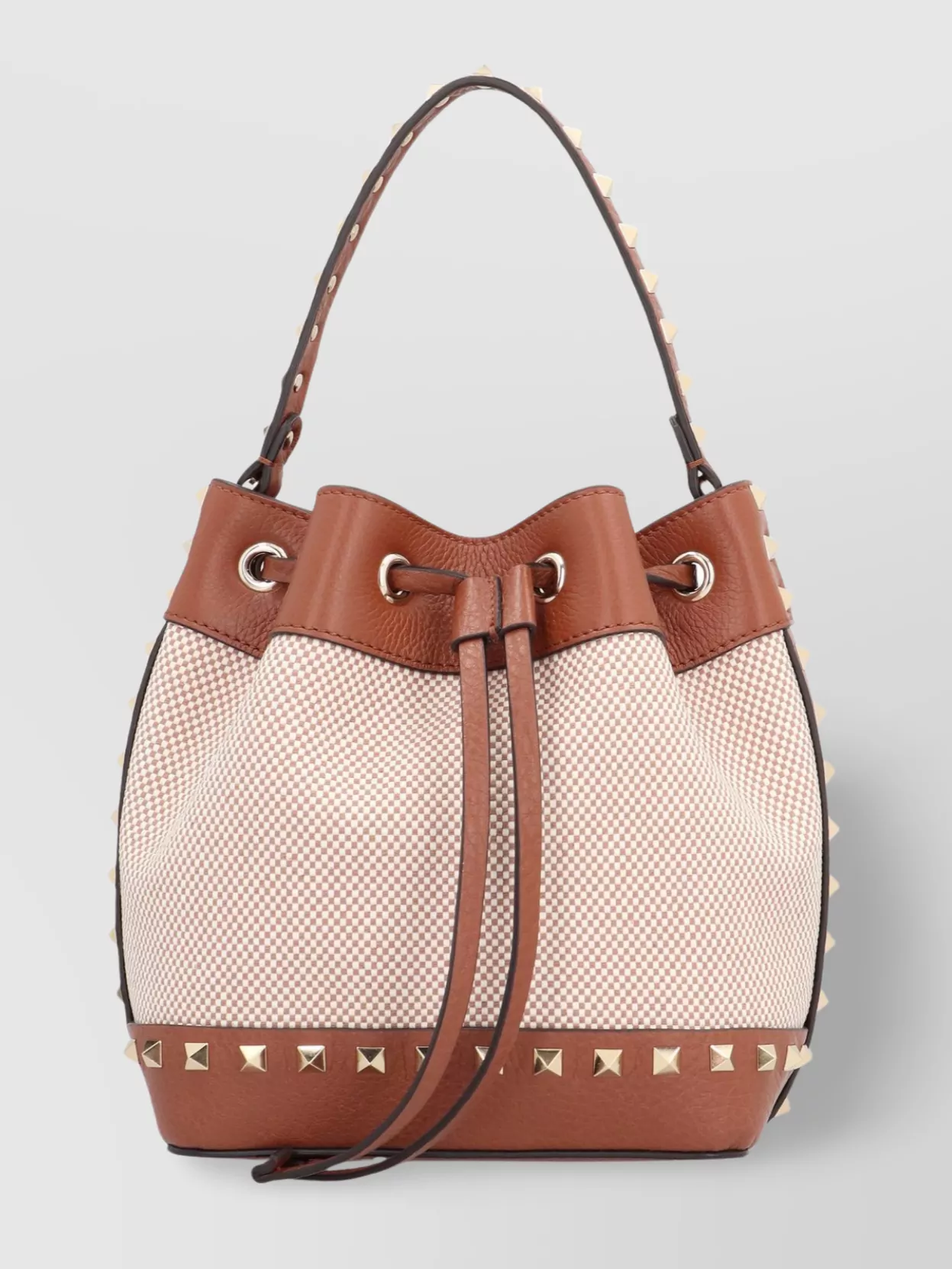 Valentino Studded Leather Bucket Bag With Top Handle